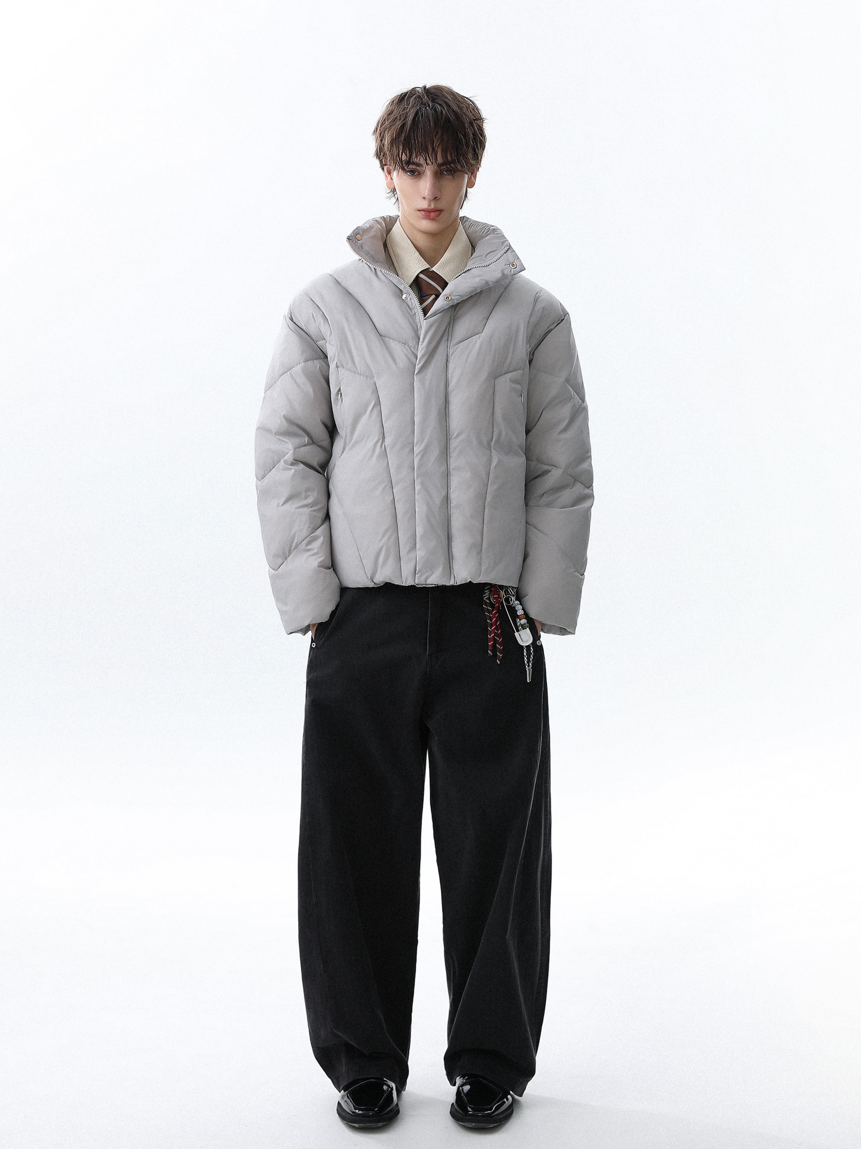 Summitline - Unisex Solid Color Stand Collar Quilted Padded Jacket