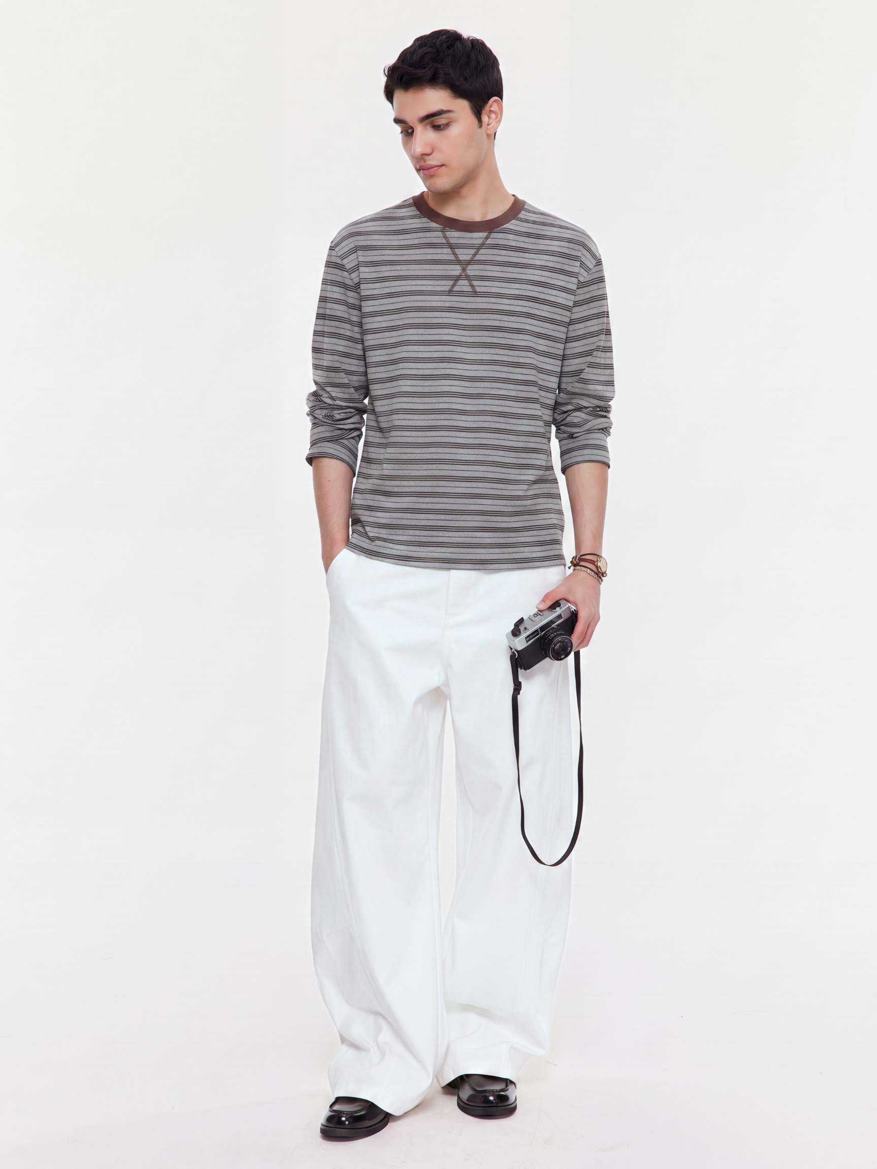 LineVeil - Unisex Contrast Stripe Layering Long Sleeve Top