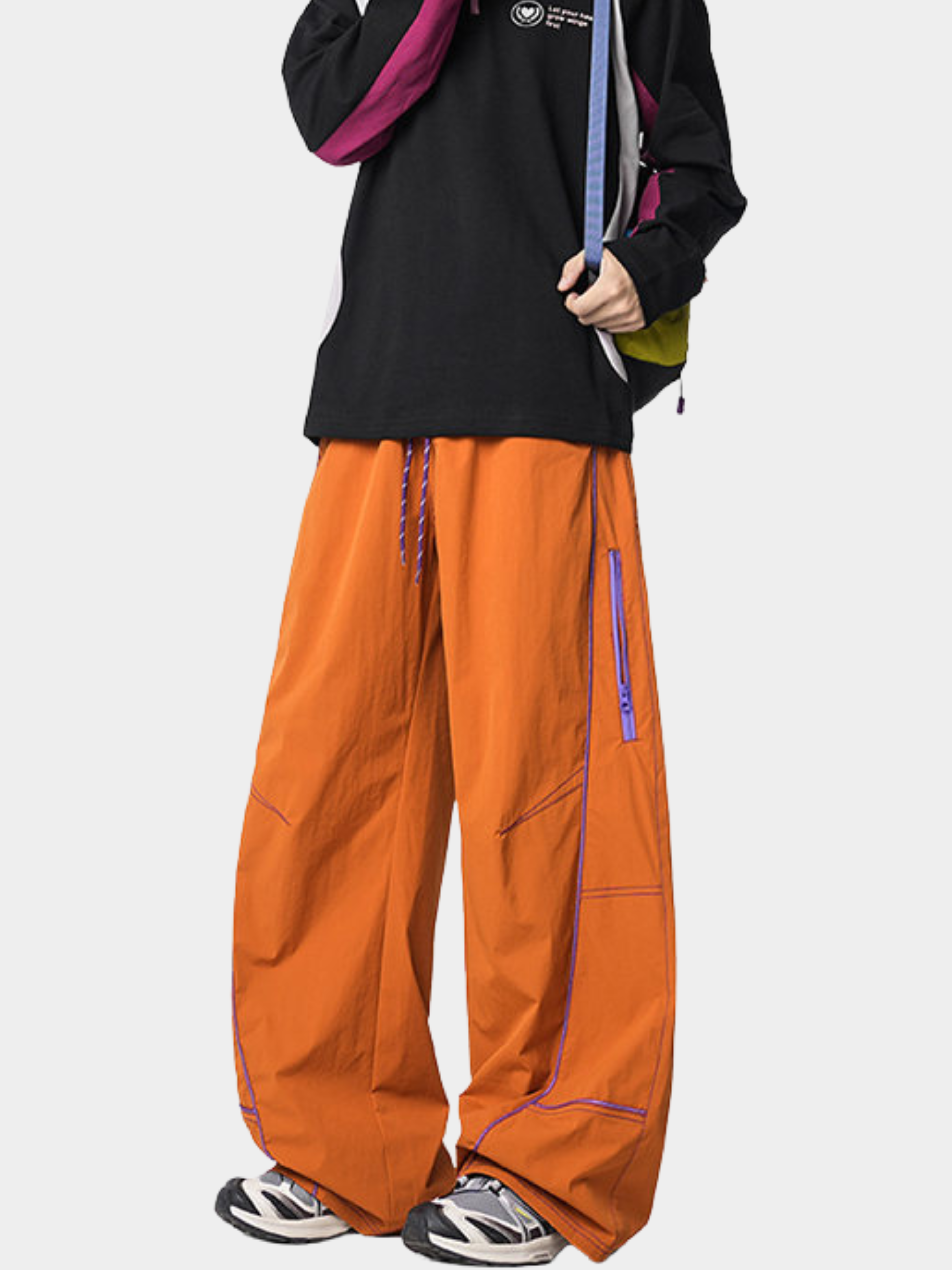 FoxView - Unisex Three-Proof Colorblock Striped Curved-Cut Pants