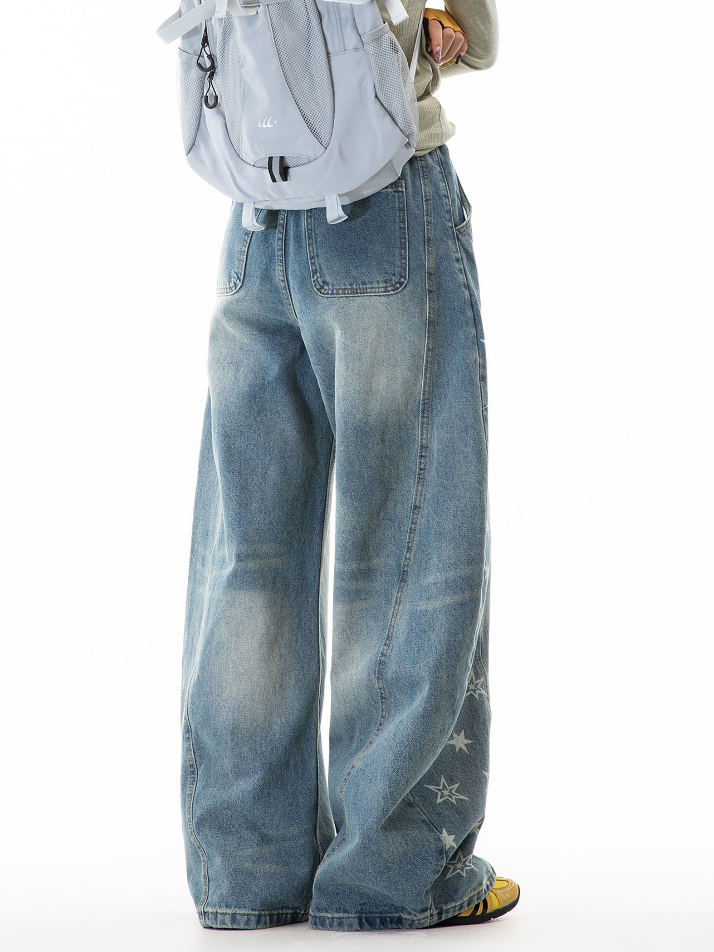 Gravitas - Women's Star-Print Washed Scimitar Denim Pants