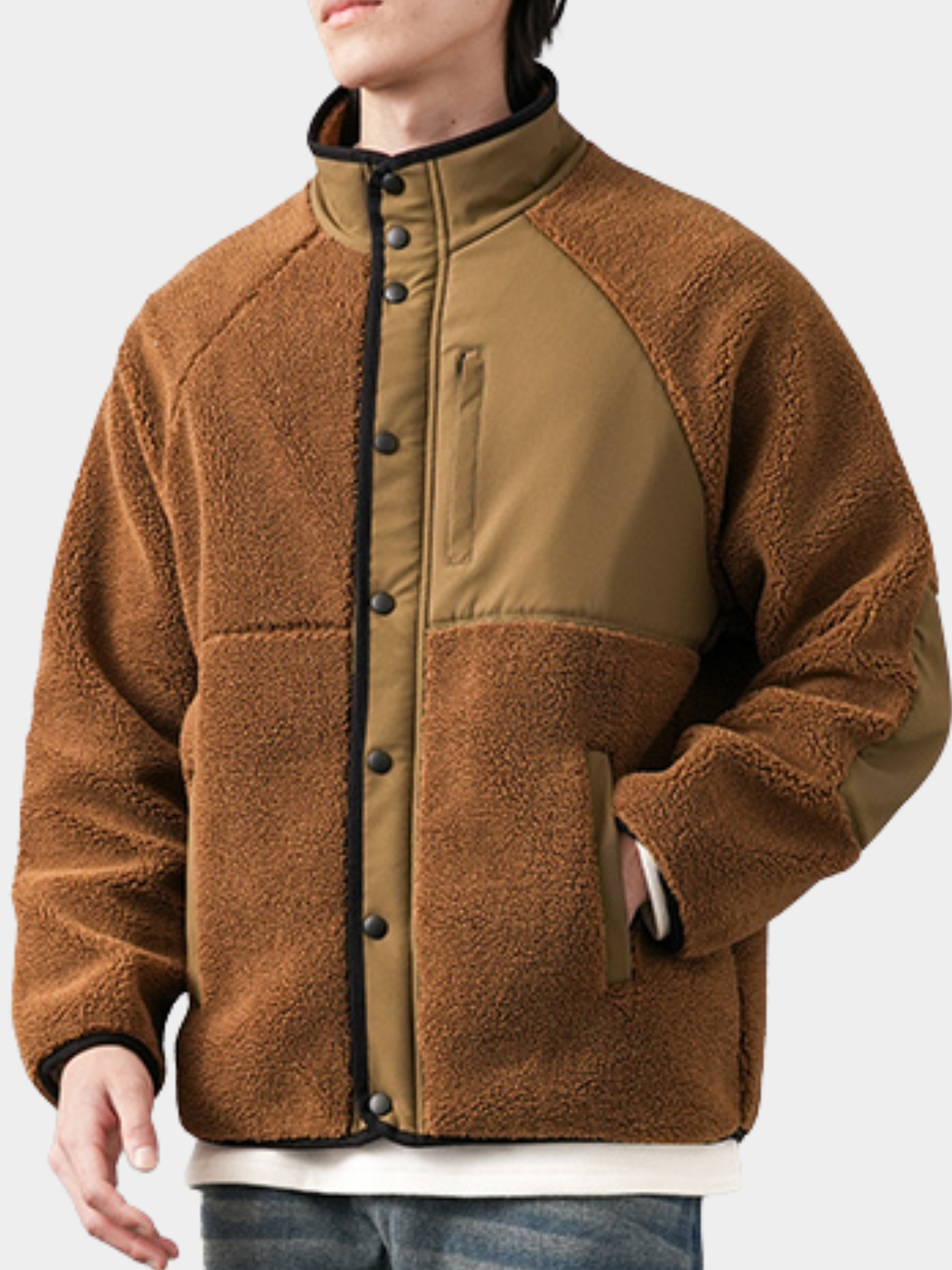 GlowBag - Men's Faux Shearling Thermal Stand Collar Jacket