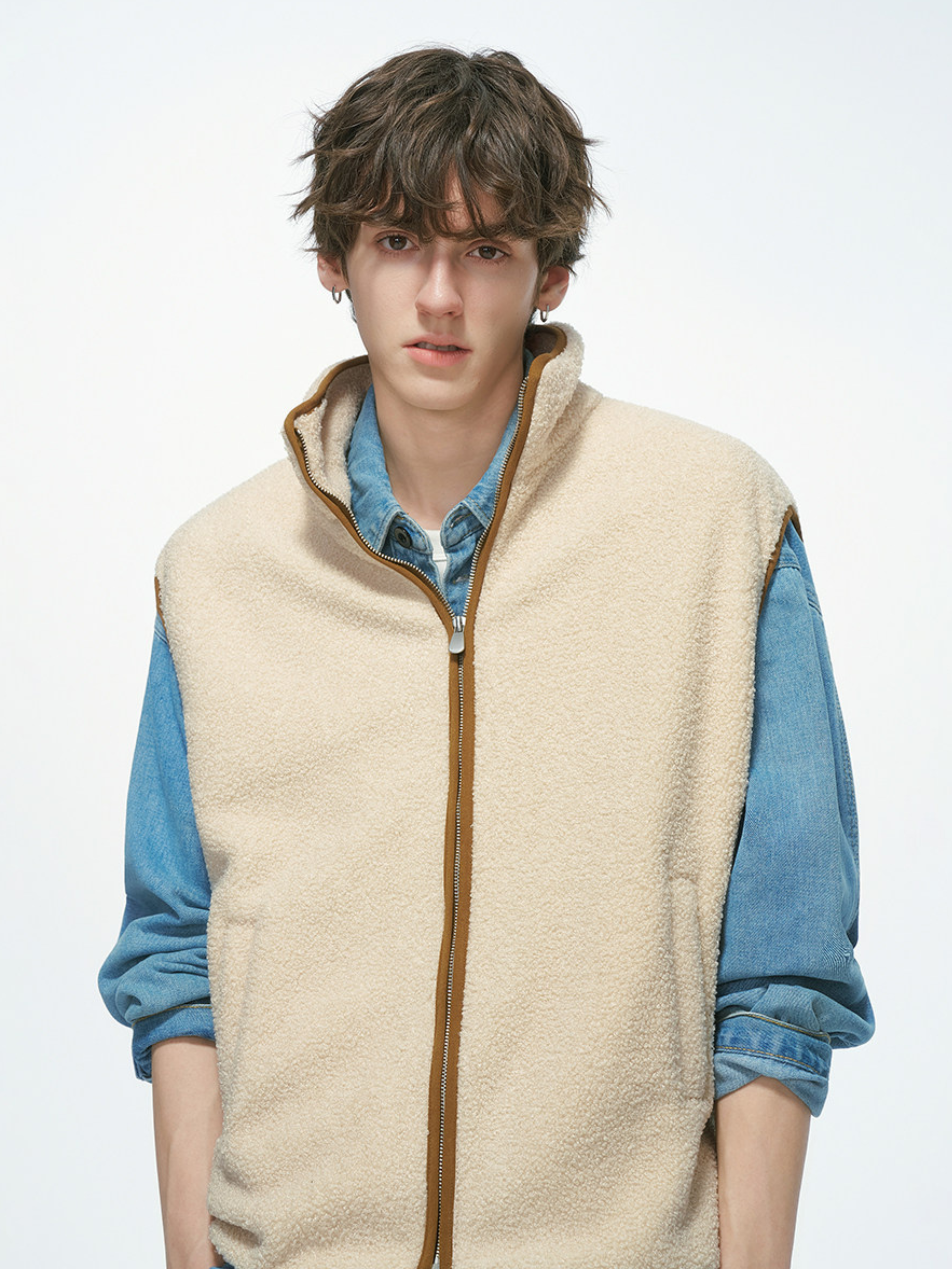 Ashveil - Men's Color-Block Shearling-Lined Vest