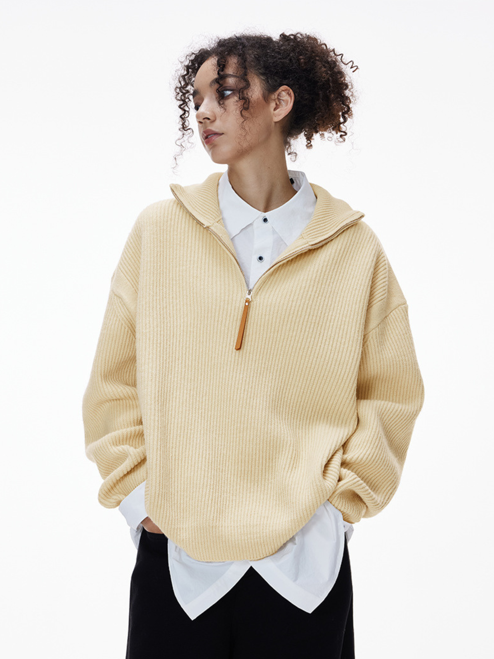 Thistle - Half-Zip High-Neck Knit Sweater