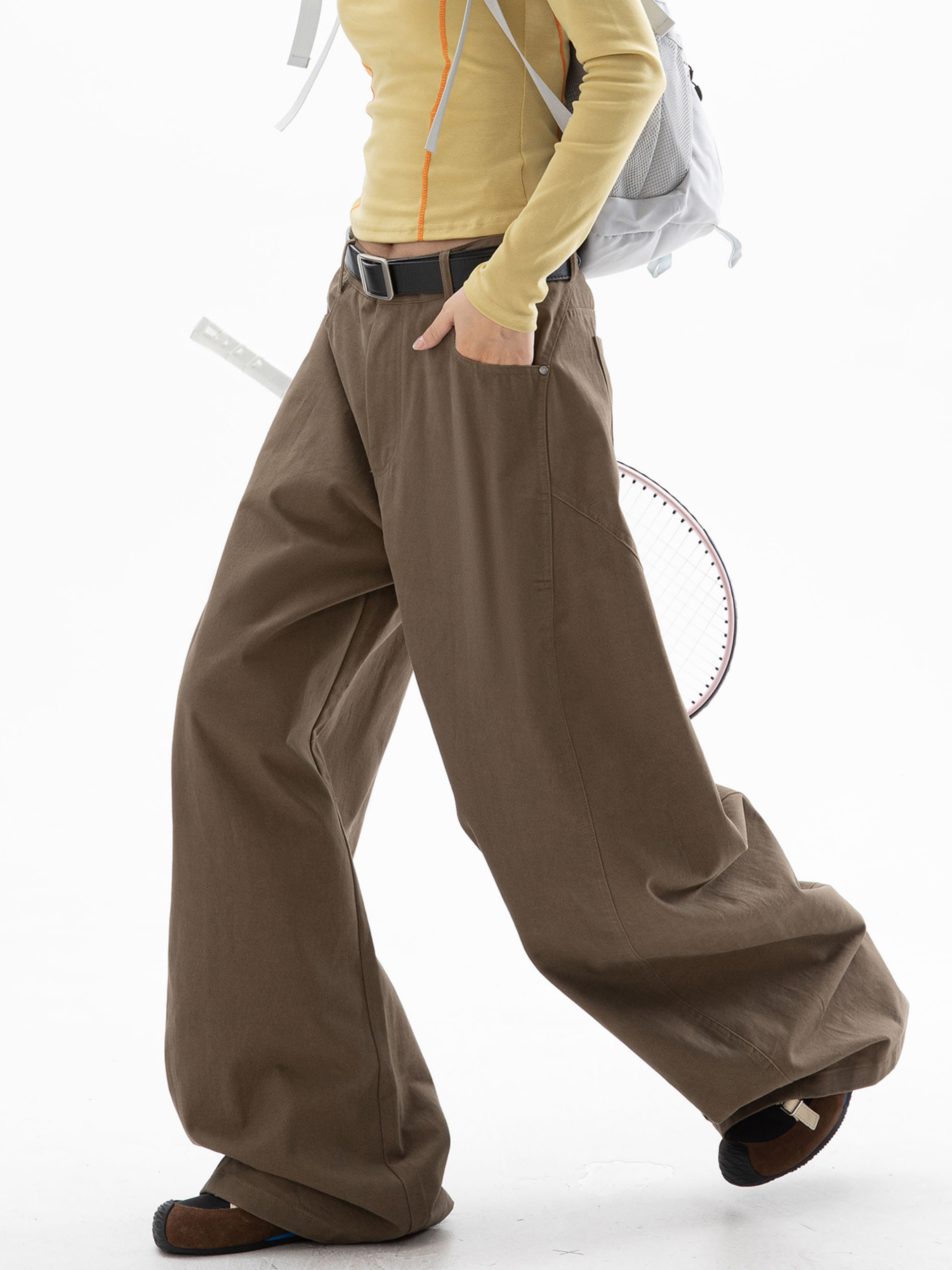 EchoStep - Unisex Pure Cotton Straight-Leg Curved Seam Pants