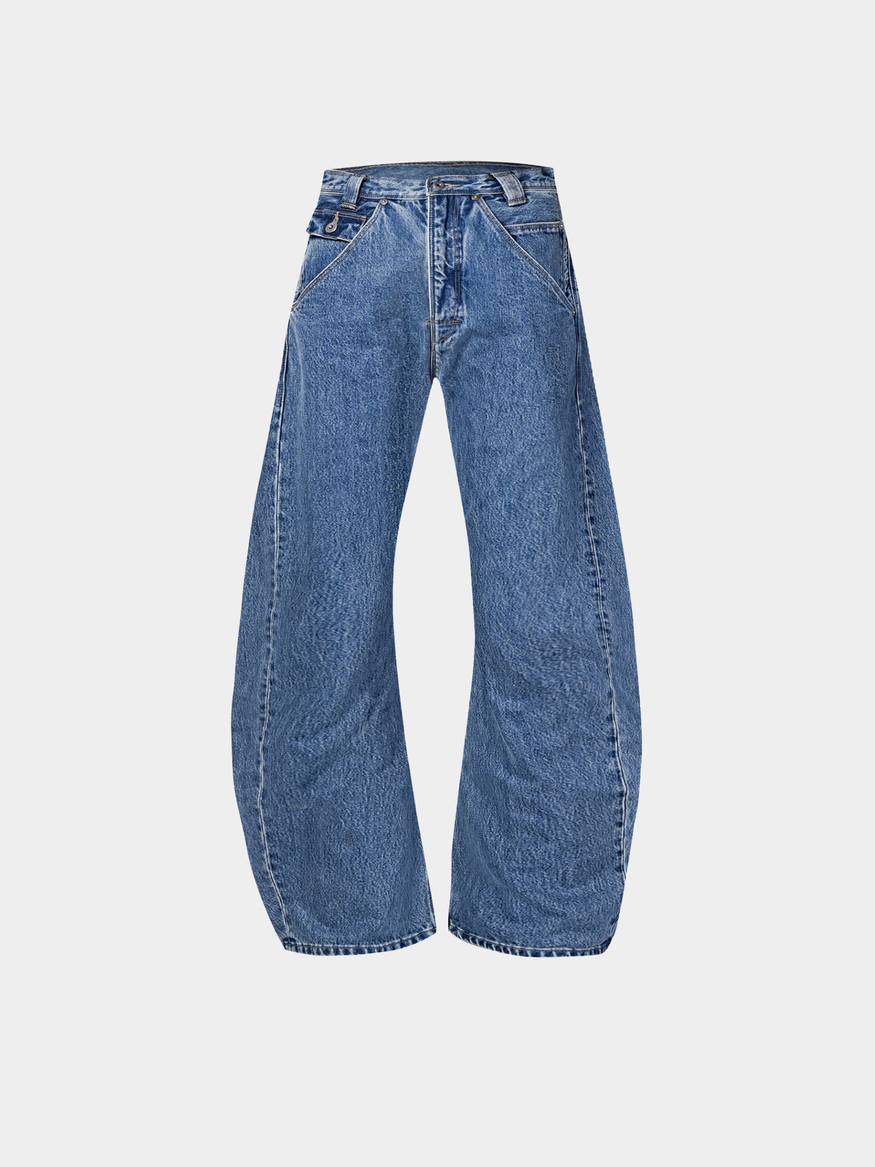 FadeTrail - Washed Soft & Breathable Cotton Curved-Leg Jeans
