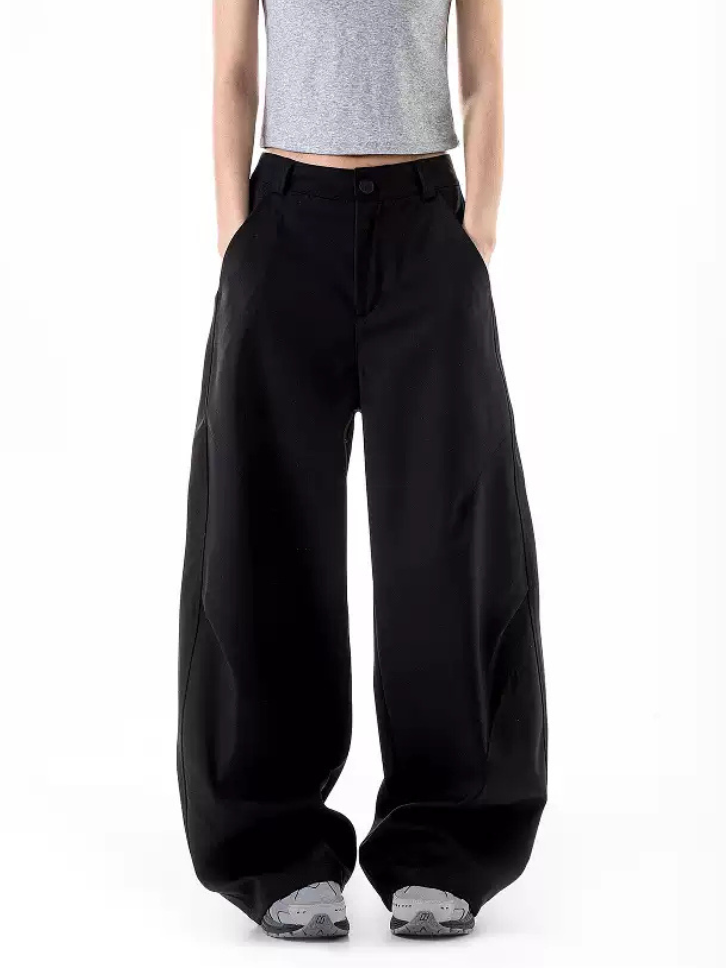 Frostline - Women's Wrinkled Scimitar Wide-Leg Suit Pants