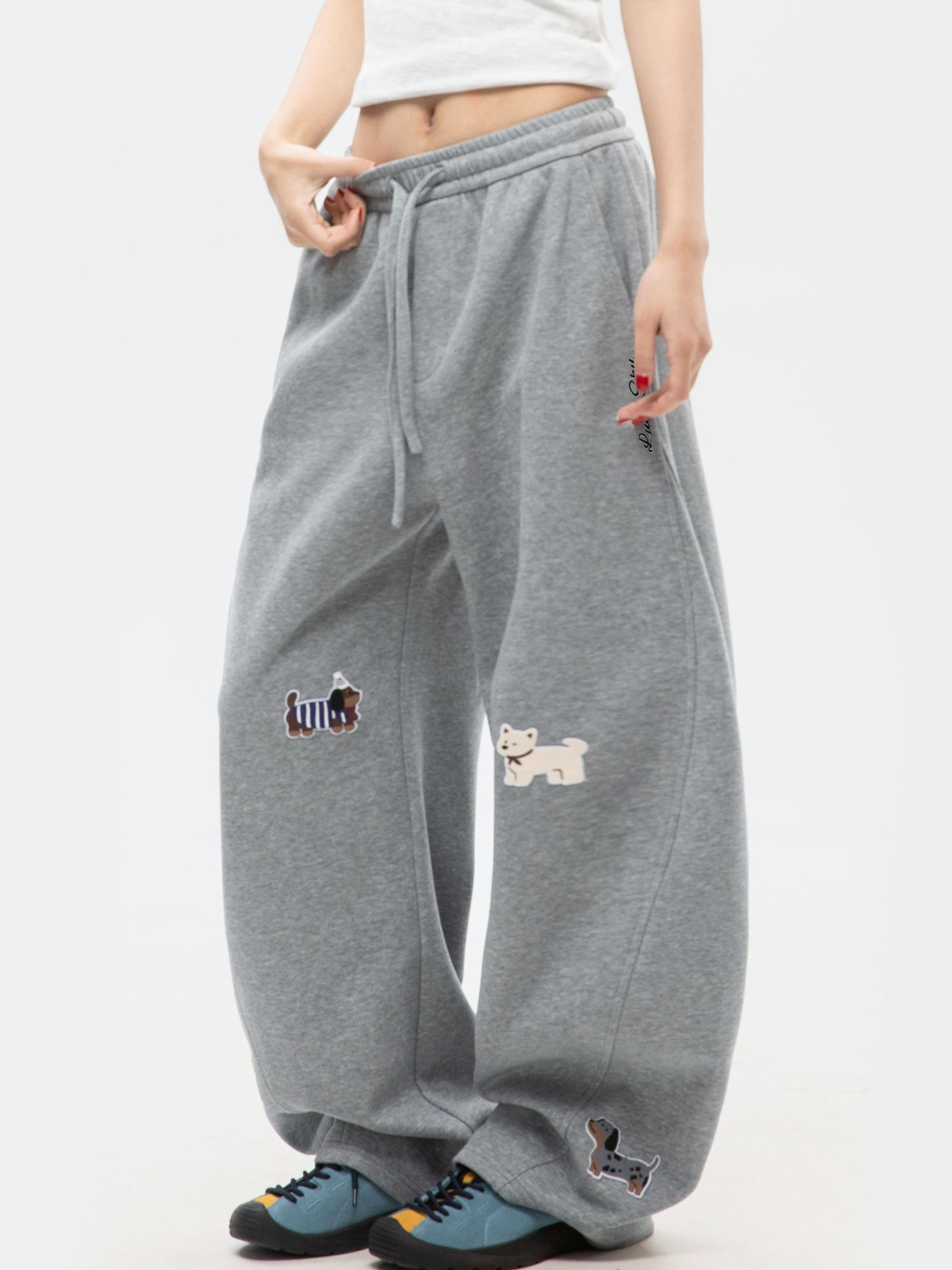 FrostView - Women's Dachshund Patch Embroidery Straight Leg Pants