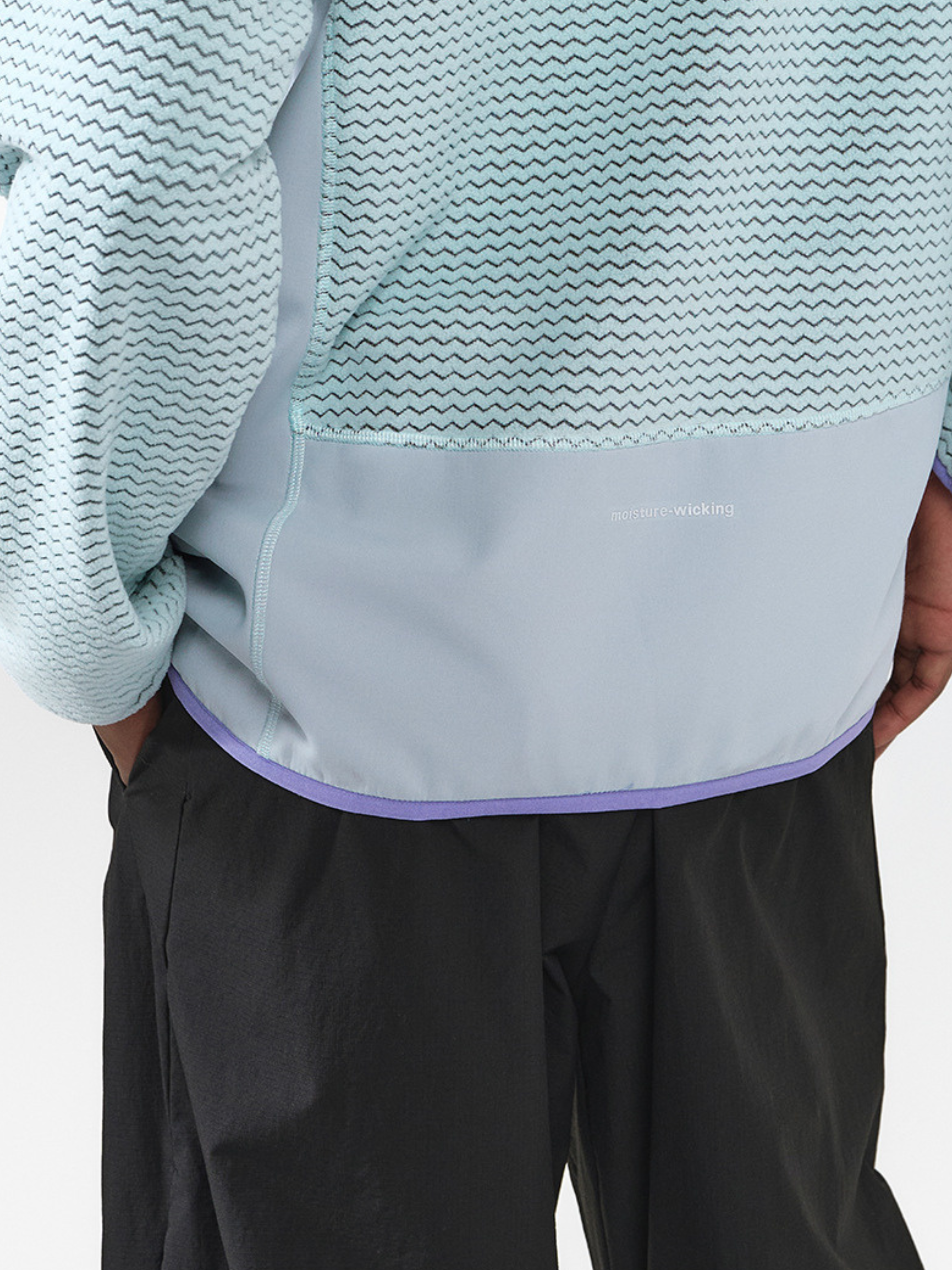 Nightthorn - Unisex Wave Pattern Fleece Zip-Up Sweatshirt