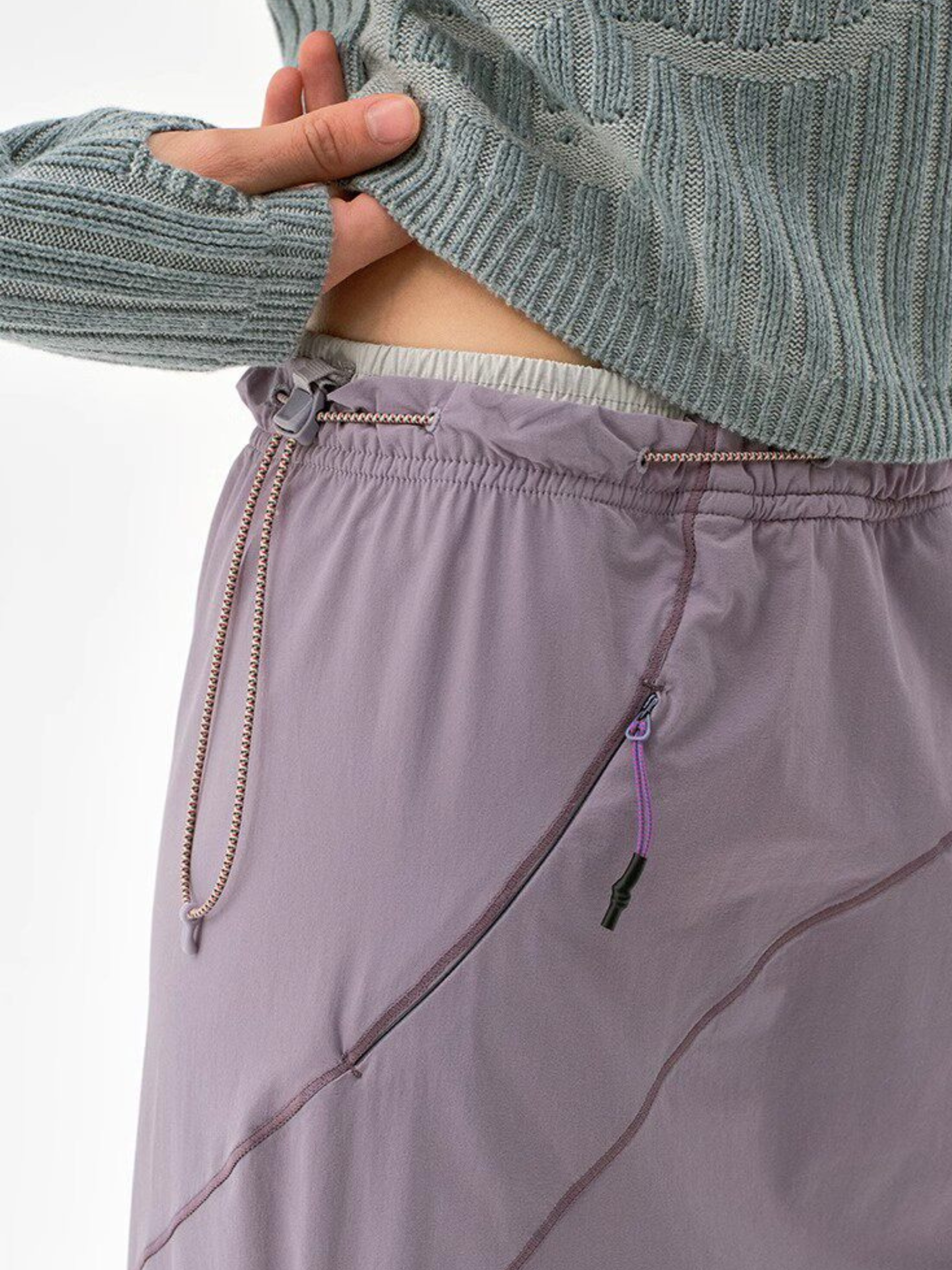 Dunewake - Women's Panelled Drawstring Waist Midi Skirt