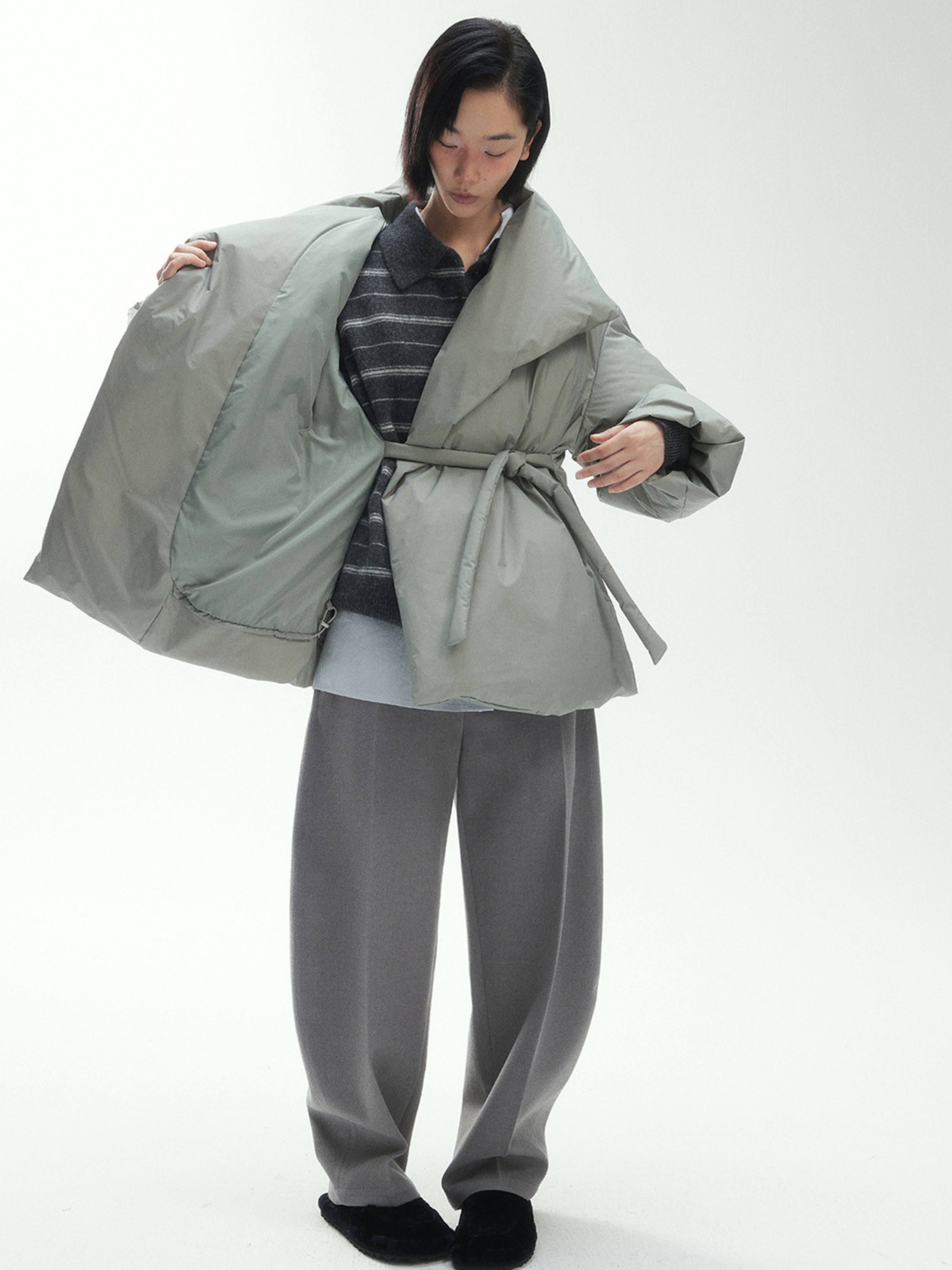 RavenPort - Women’s 90% White Duck Down Belted Short Puffer Jacket GONGGAR SPORTS