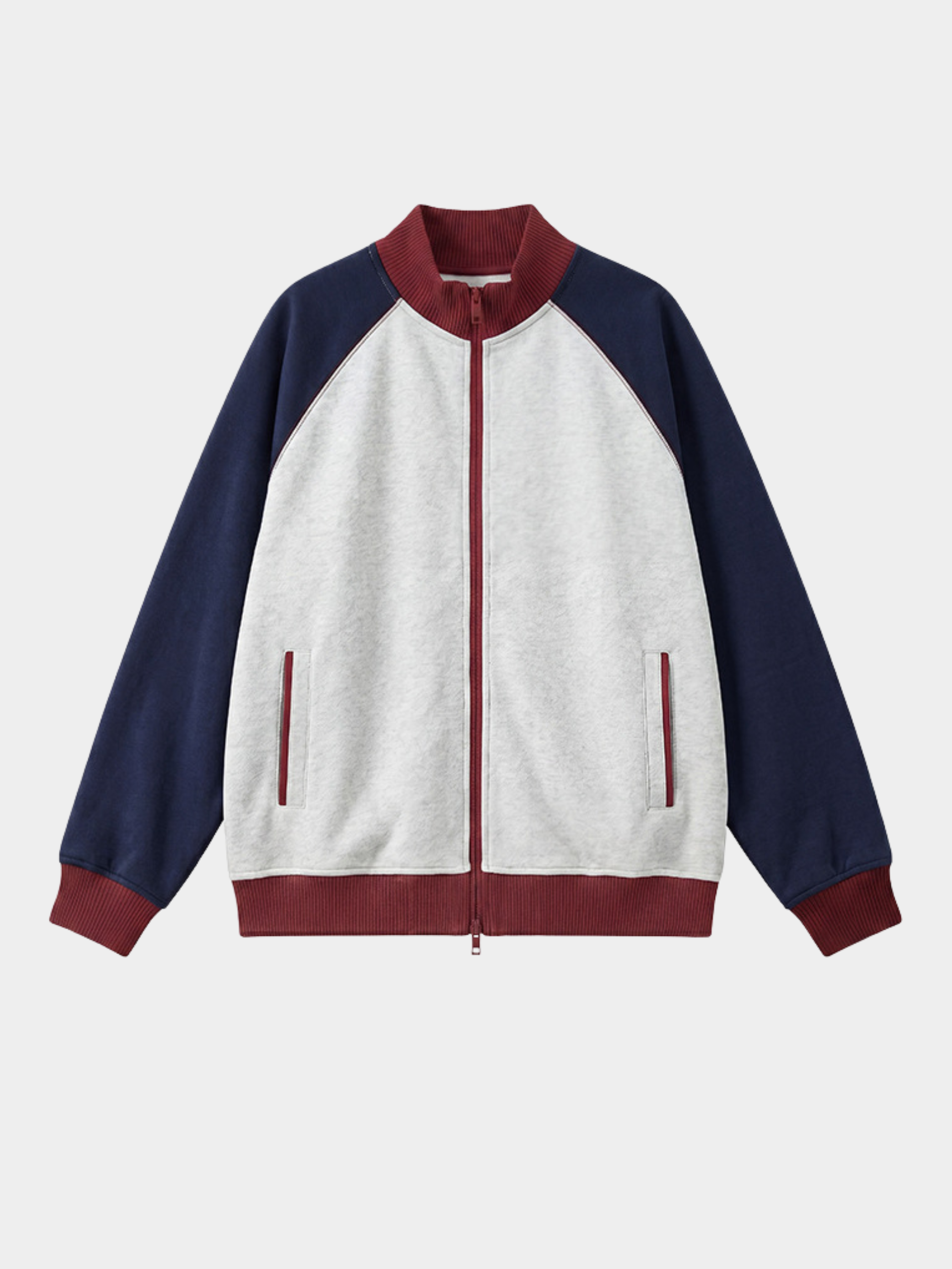 EdgeDrift - Unisex Color-Block Raglan Stand Collar Zip Jacket