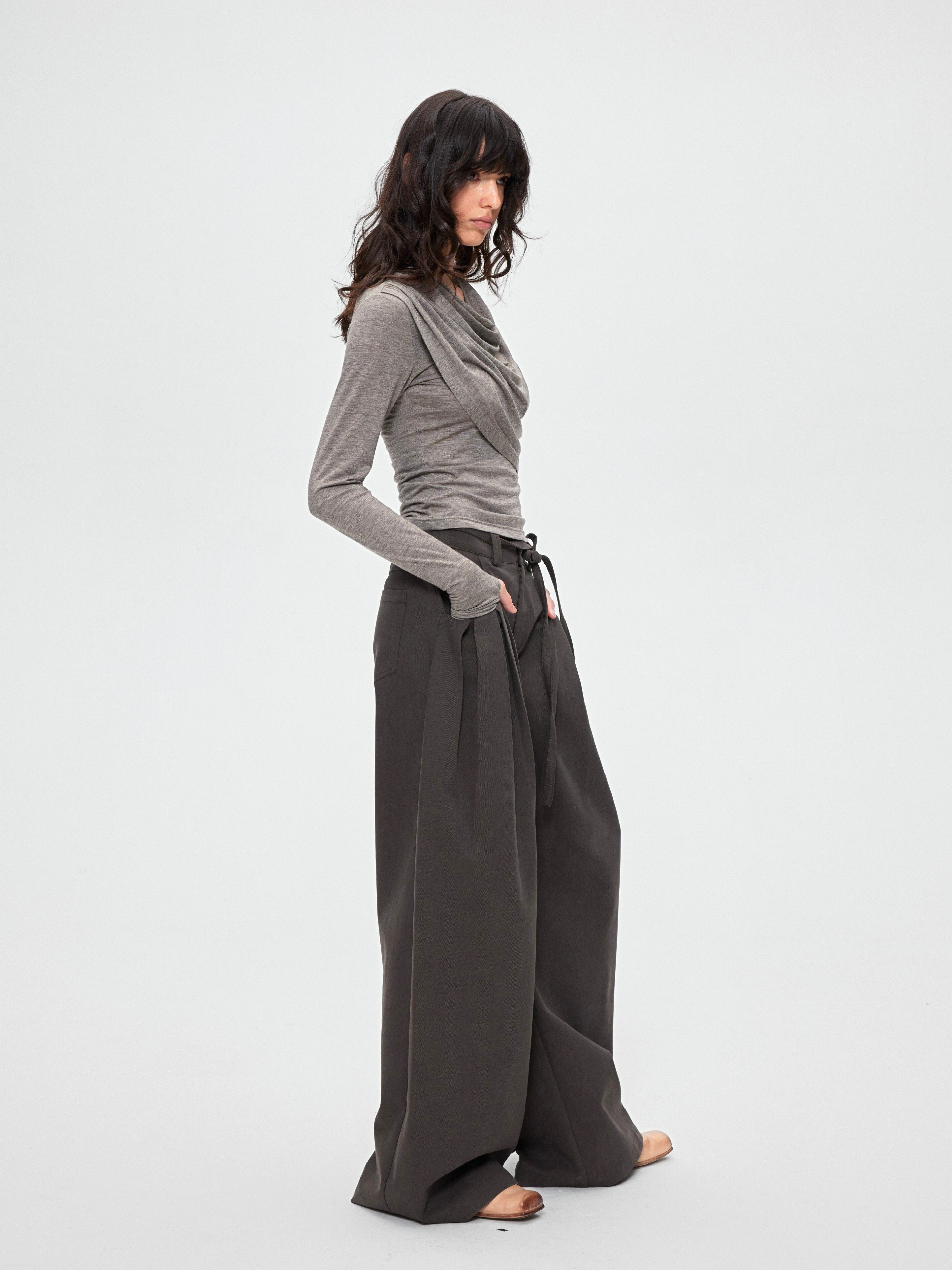 Fieldcast - Women's Drawstring Waist Pleated Pocket Straight-Leg Pants