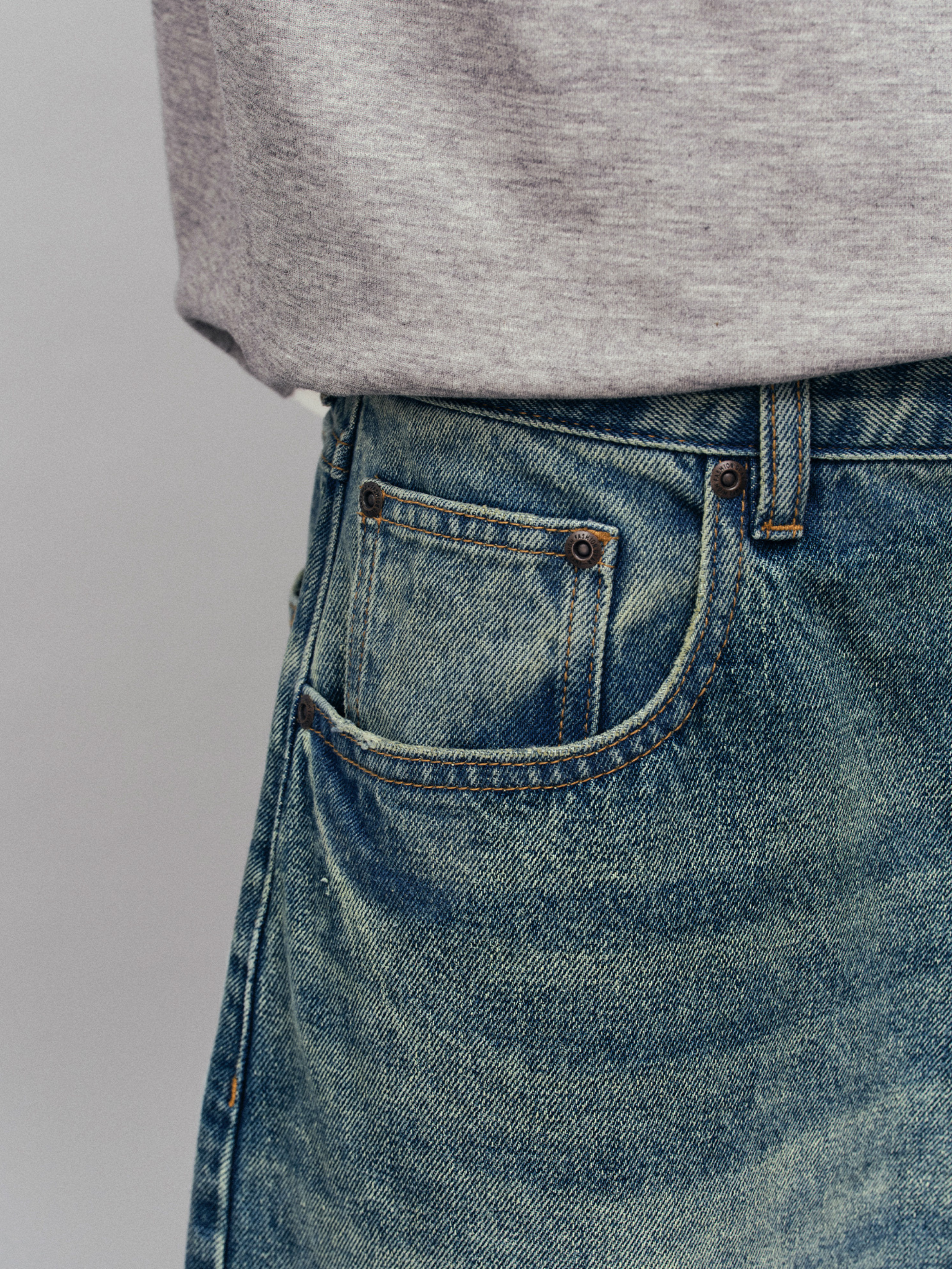 Tempestfire - Men's Washed Denim Wide-Leg Jeans