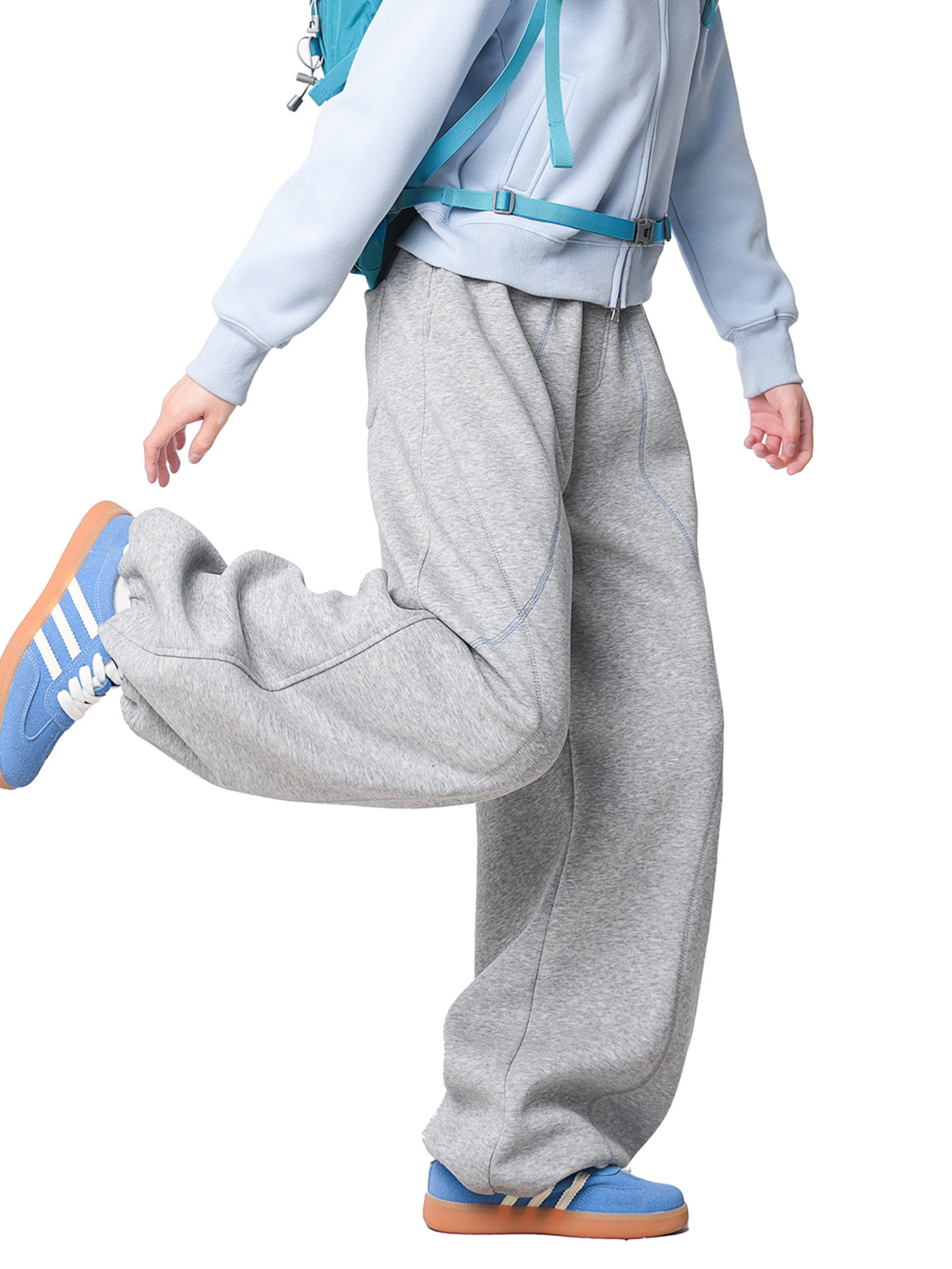 FrostField - Unisex Color-Stitch Contrast Relaxed Straight Sweatpants