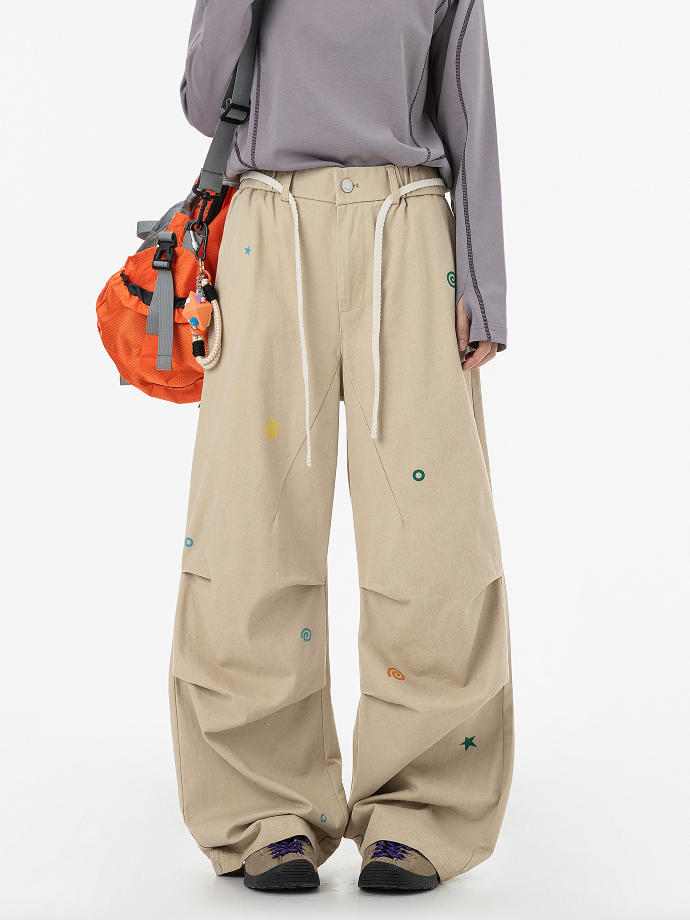 FrostTop - Women's Pure Cotton Straight-Leg Curved Pleat Paratrooper Pants