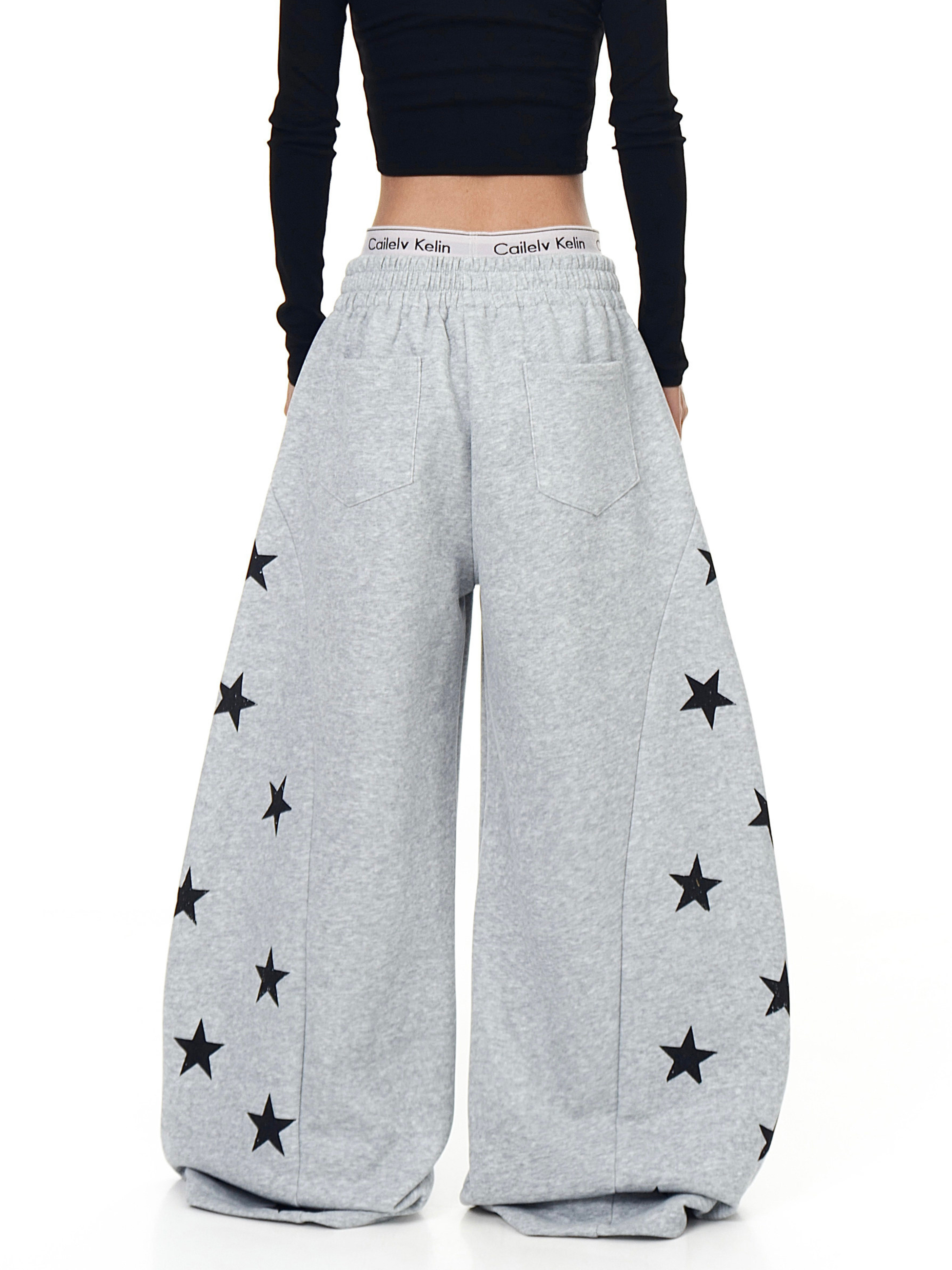 Thunderscorch - Women's Star Print Curved-Leg Sweatpants