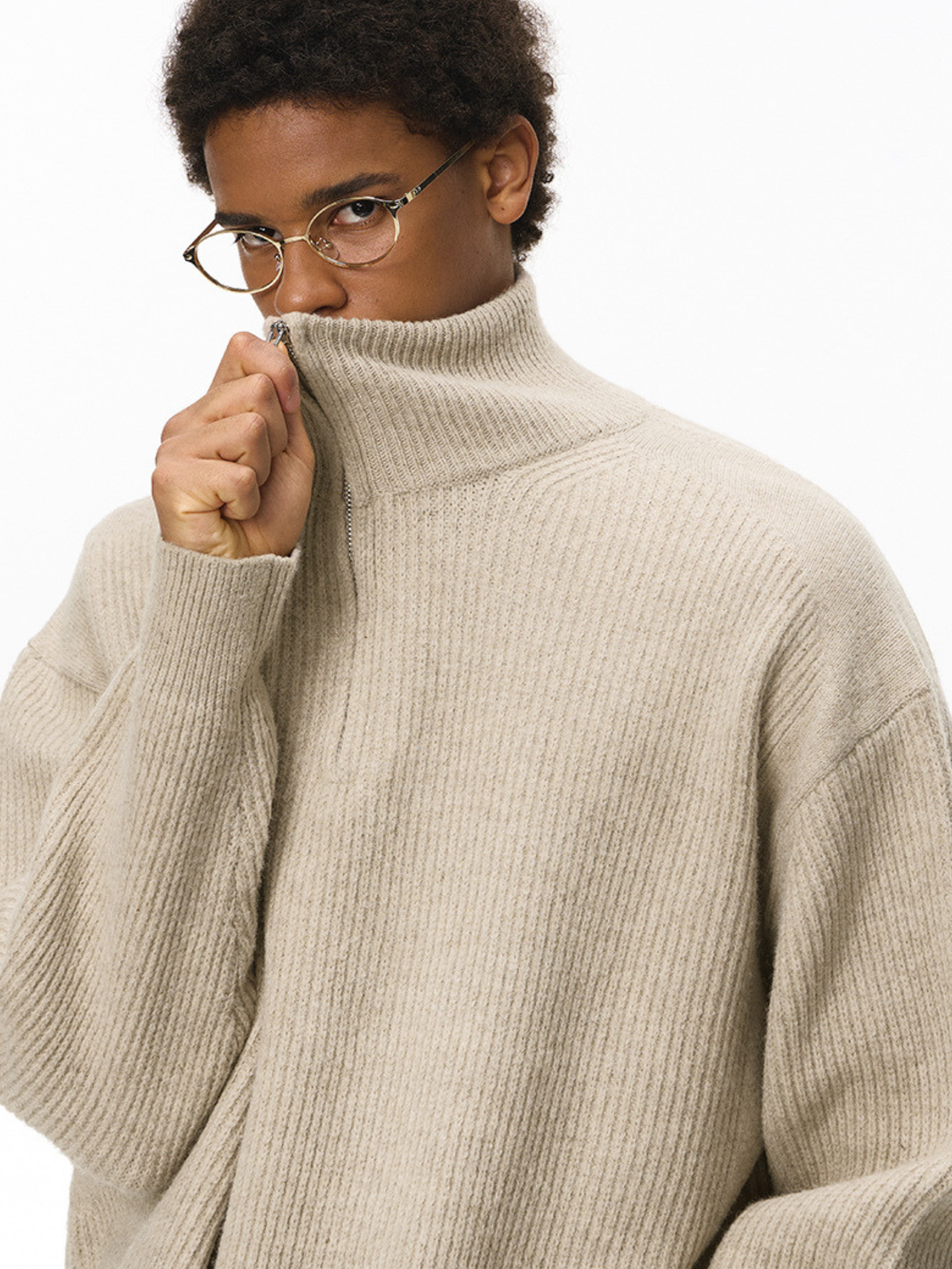 Thistle - Half-Zip High-Neck Knit Sweater