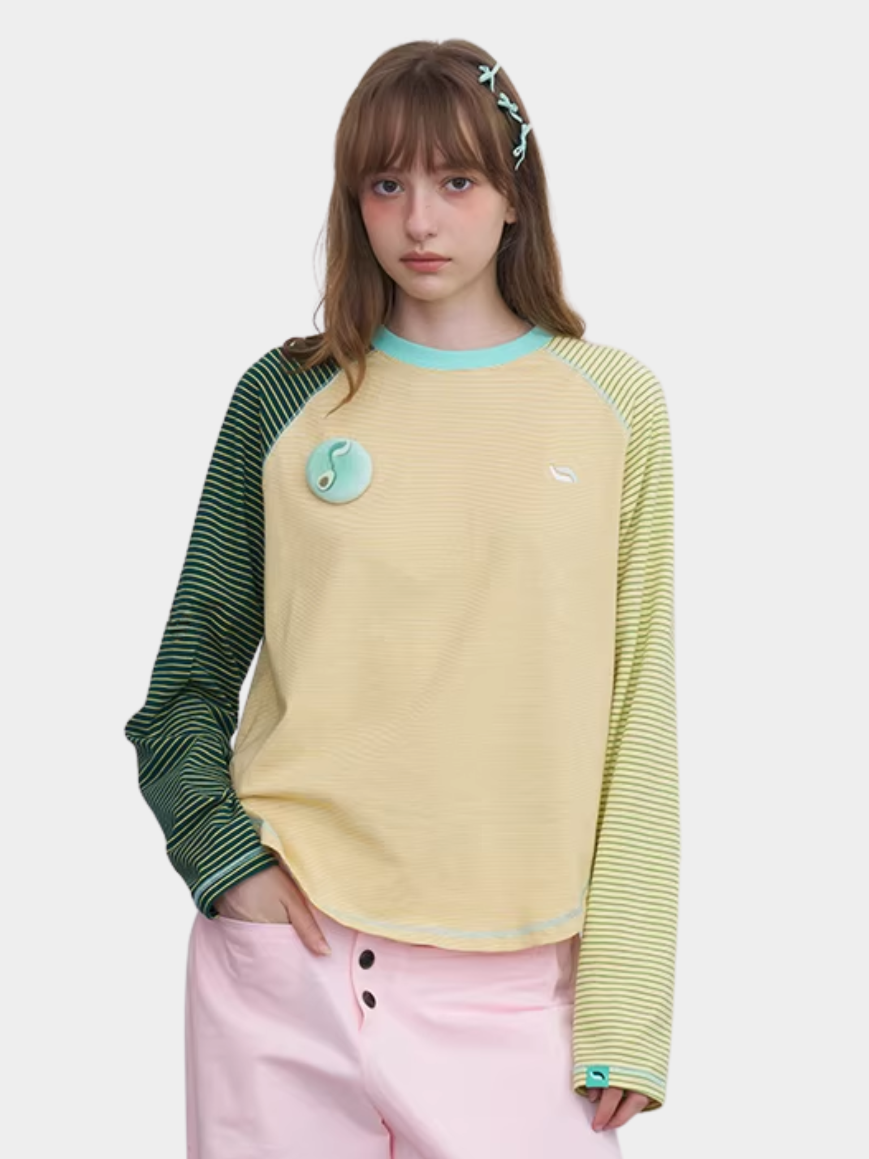 IceFlare - Women's Stripe Contrast Raglan Long-Sleeve