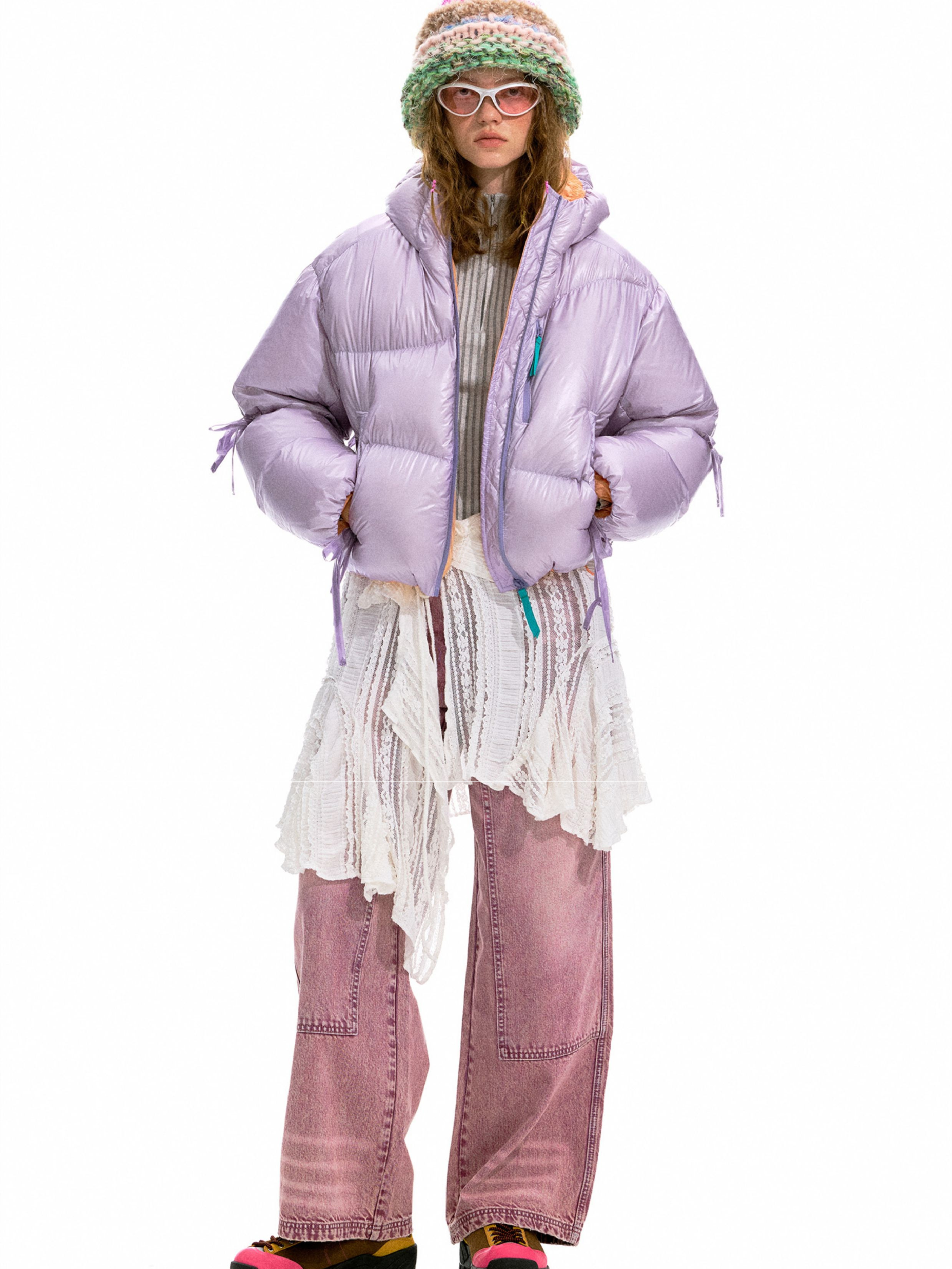 Ironfrost - Women's 90% White Duck Down Color-Blocked Short Puffer Jacket