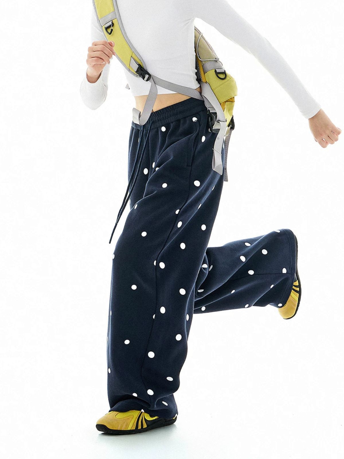 Moonwalk - Women's Polka Dot Draped Wide-Leg Sweatpants