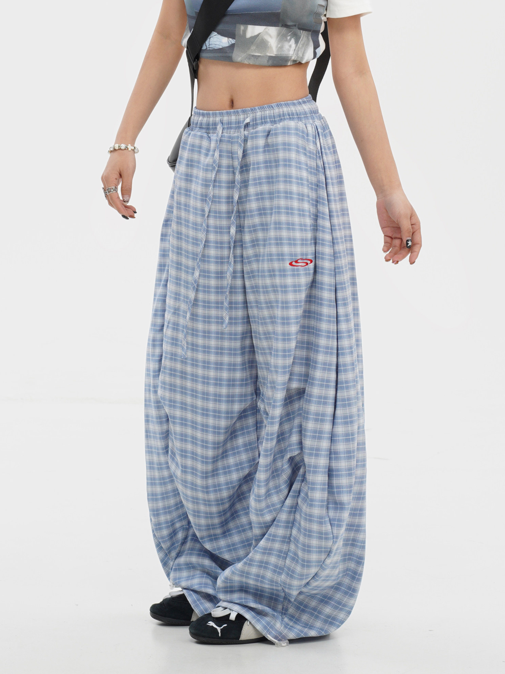 FlexMove - Women's Plaid Straight-Leg Wide-Leg Pants