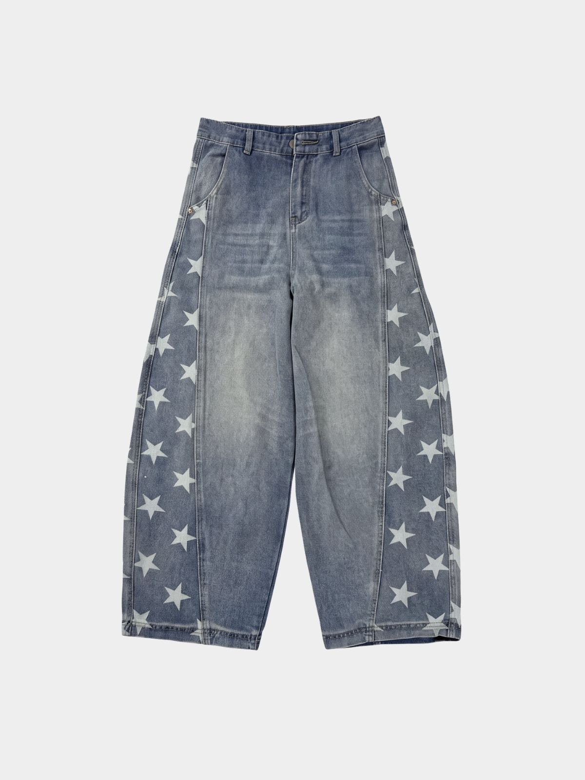 Lavacrack - Unisex Star-Print Curved-Leg Denim Jeans