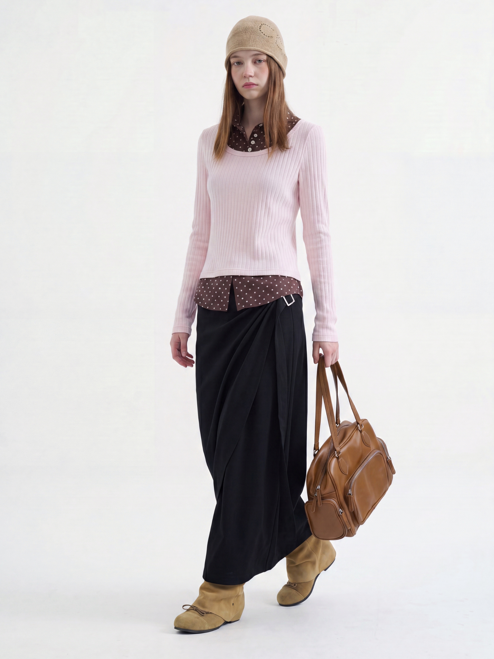 QuietFlow - Women's Adjustable Tie-Waist Linen-Look A-Line Maxi Skirt