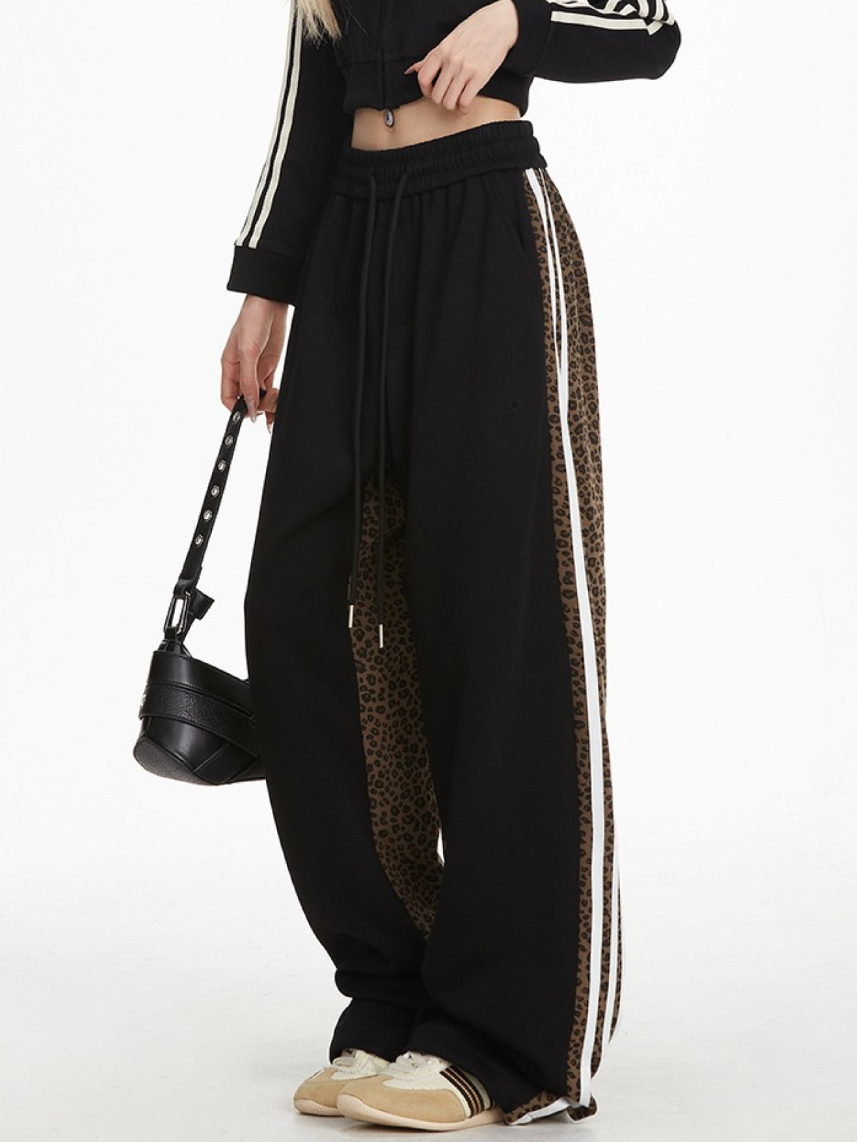 Frostlore - Women's Leopard-Panel Straight-Leg Casual Pants