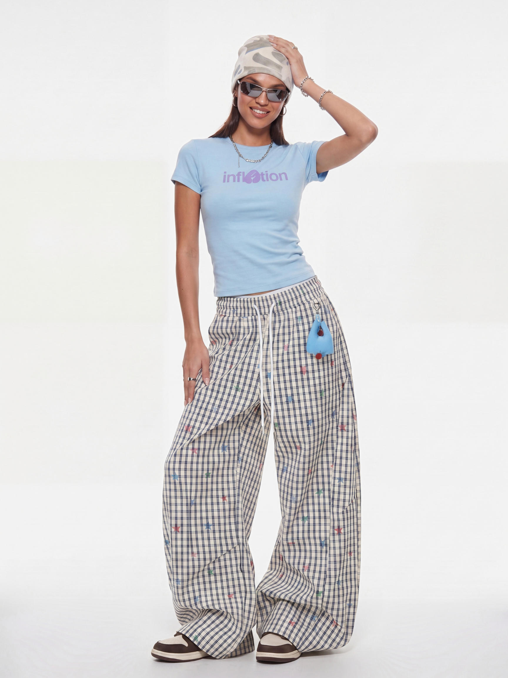 Stitch - Women's Colorful Star Stripe Wide-Leg Pants