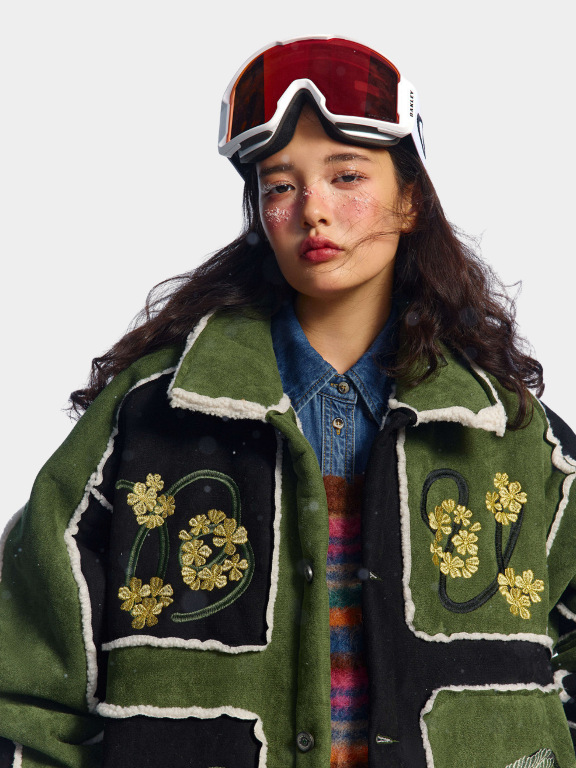 Boulderlight - Women's Floral Embroidered Sherpa Patchwork Jacket GONGGAR SPORTS