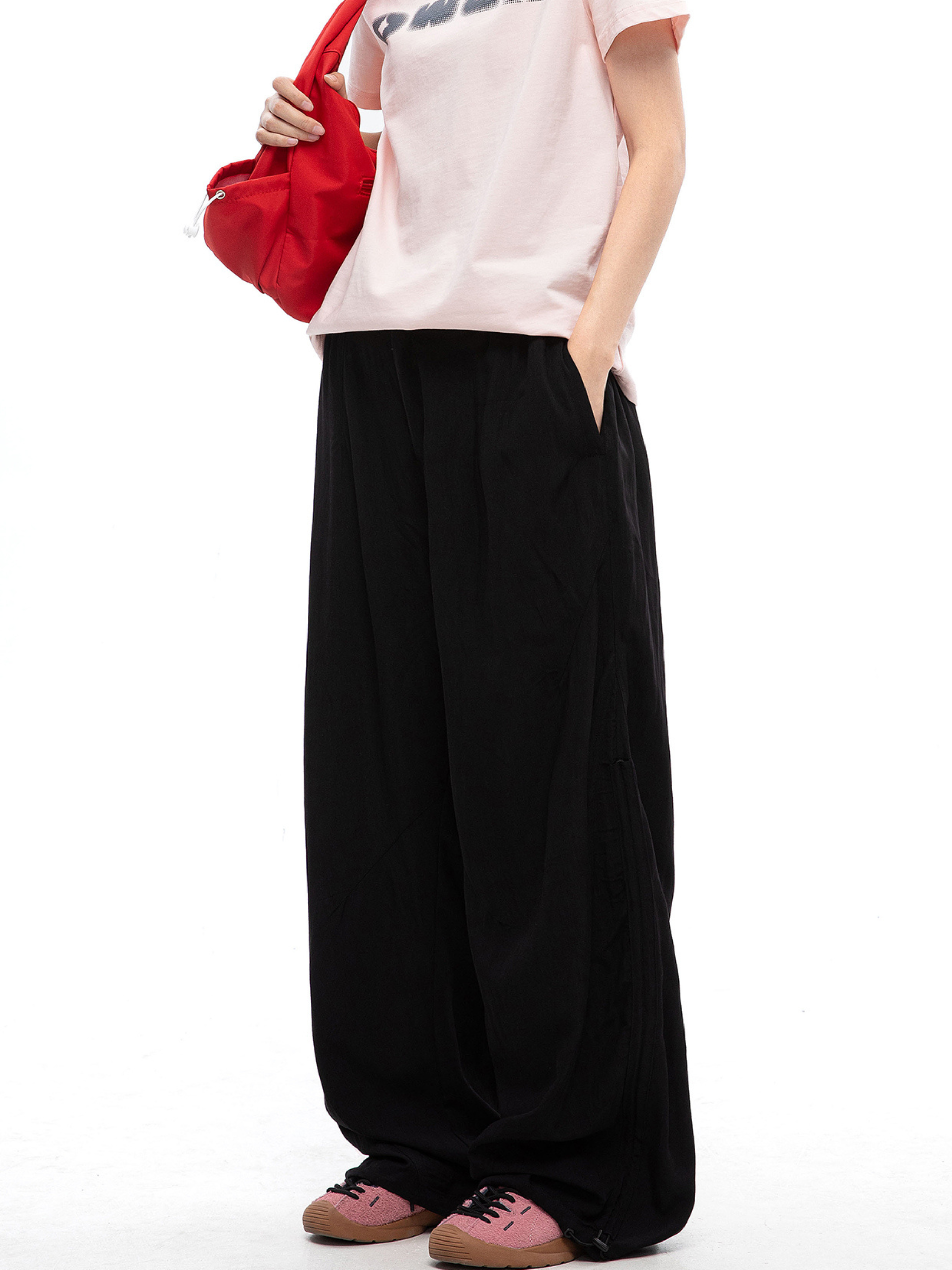 EchoNest - Women's Lightweight Straight-Leg Cargo Parachute Pants