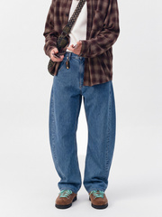 FadeTrail - Washed Soft & Breathable Cotton Curved-Leg Jeans