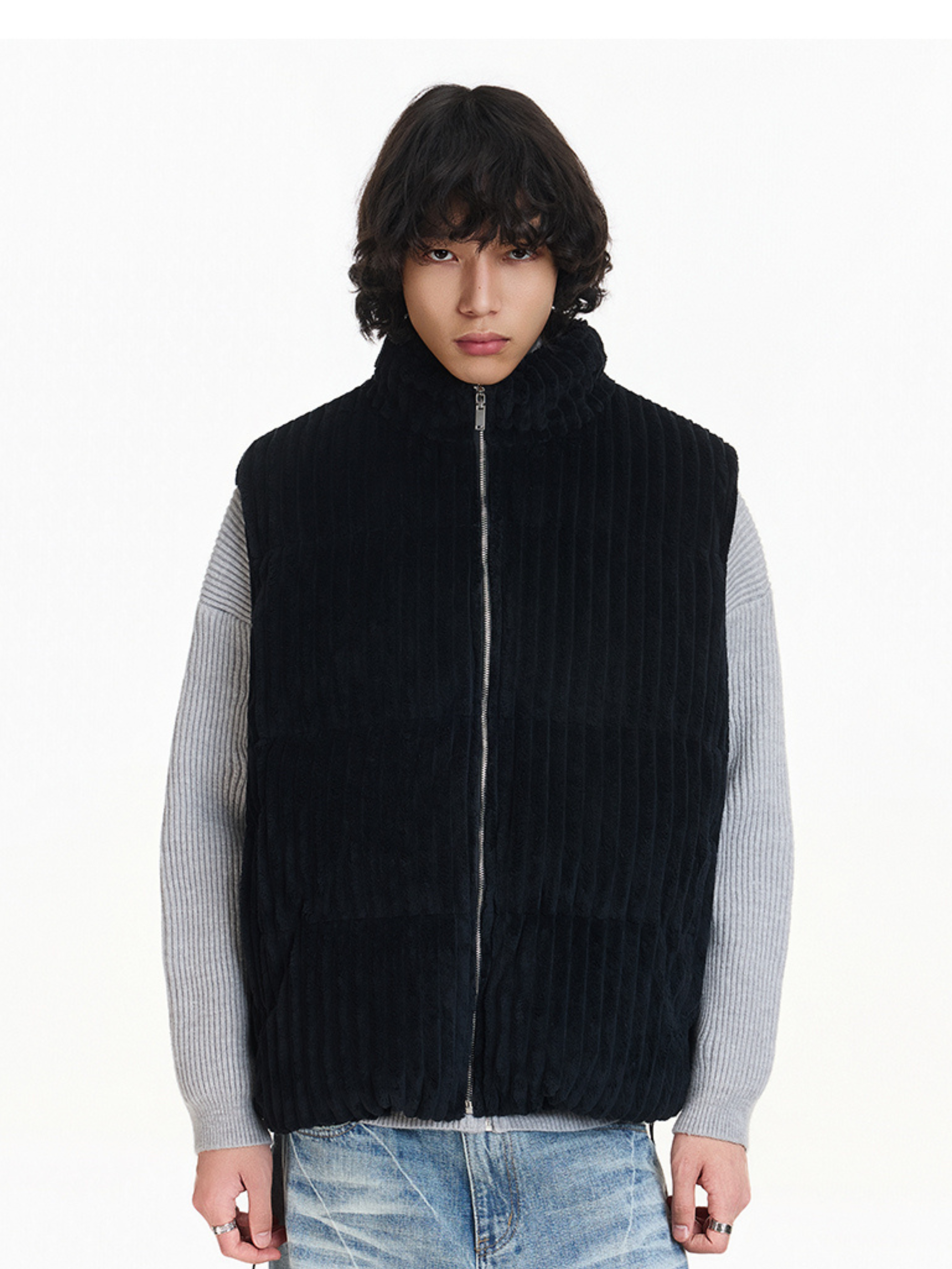 Ember - Unisex Corduroy Stand-Collar Padded Vest