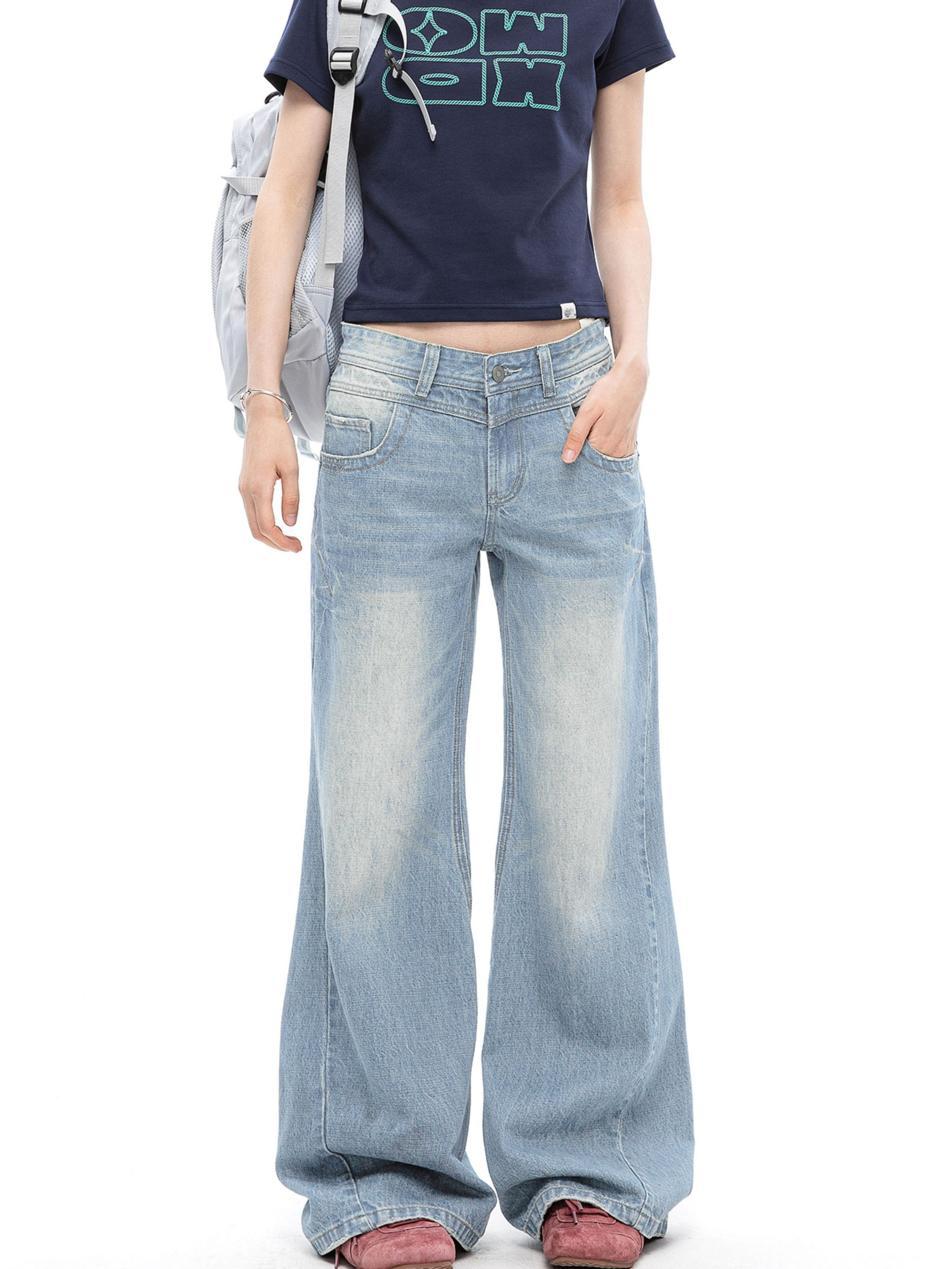 Canyonclimb - Women's Washed Blue Slight Flare Straight Jeans