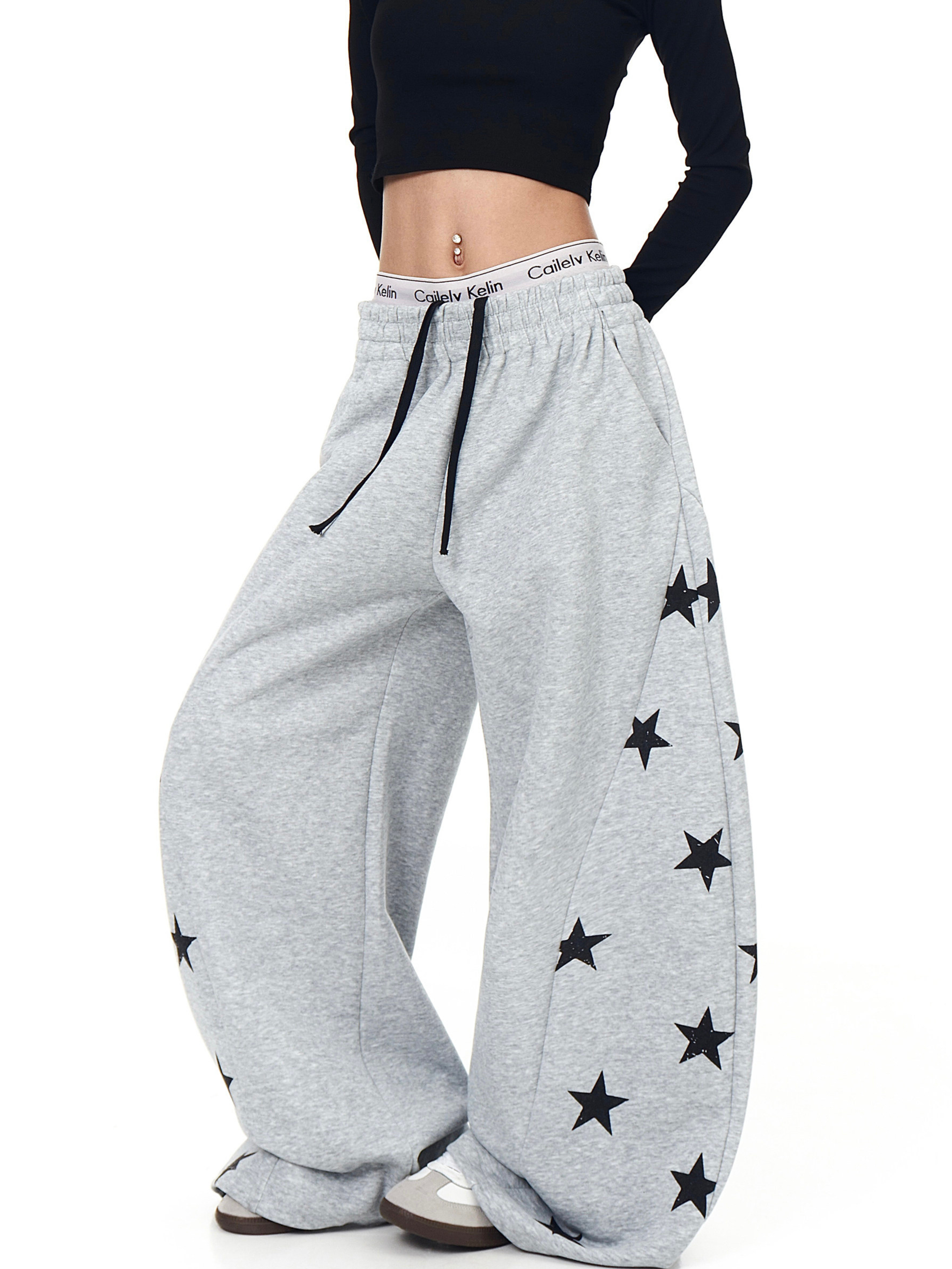 Thunderscorch - Women's Star Print Curved-Leg Sweatpants