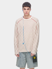 DualDrift - Color-Block Striped Crew Neck T-Shirt