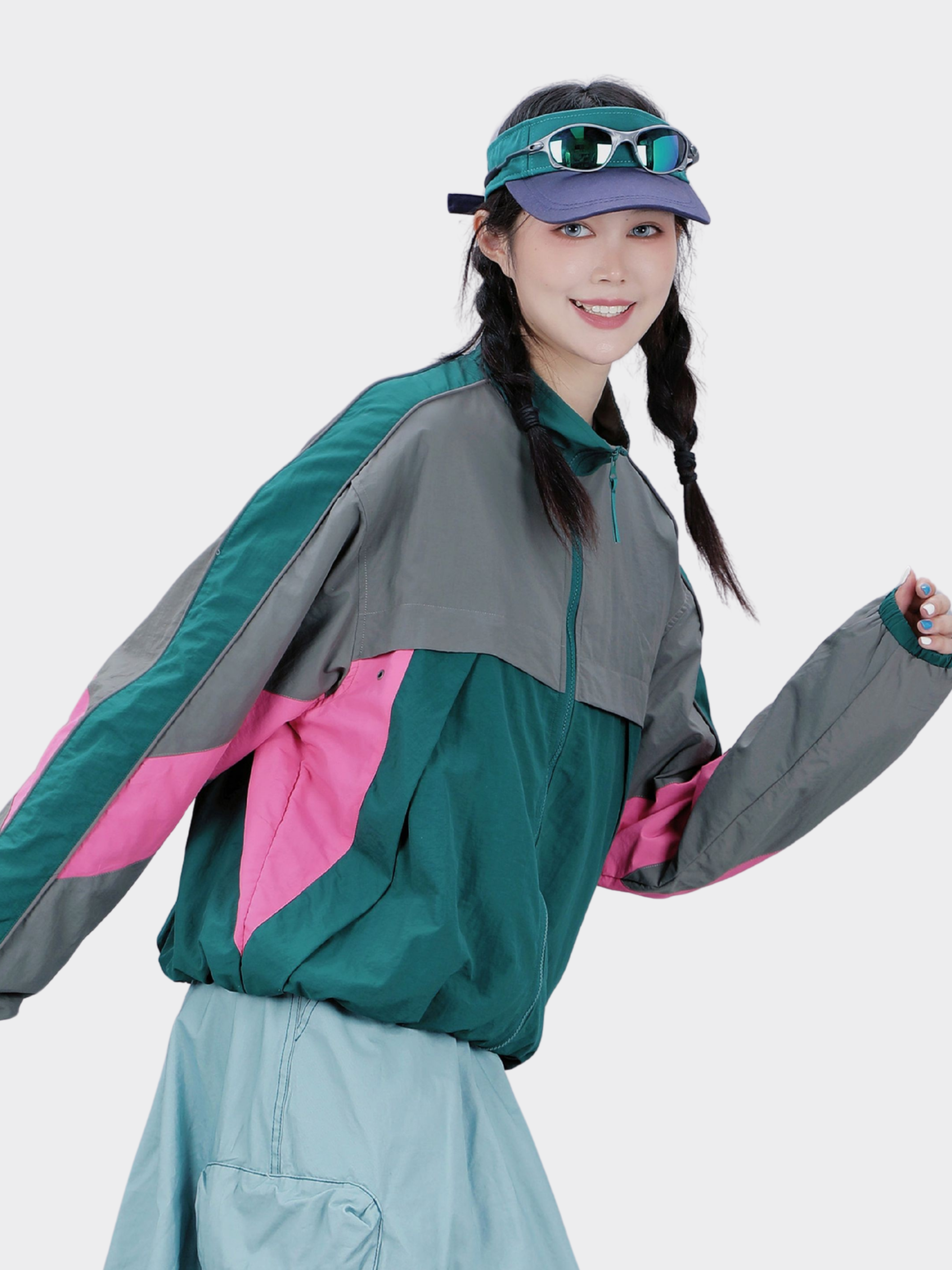 Venturer - Women's Colorblock Stand Collar Windbreaker Jacket