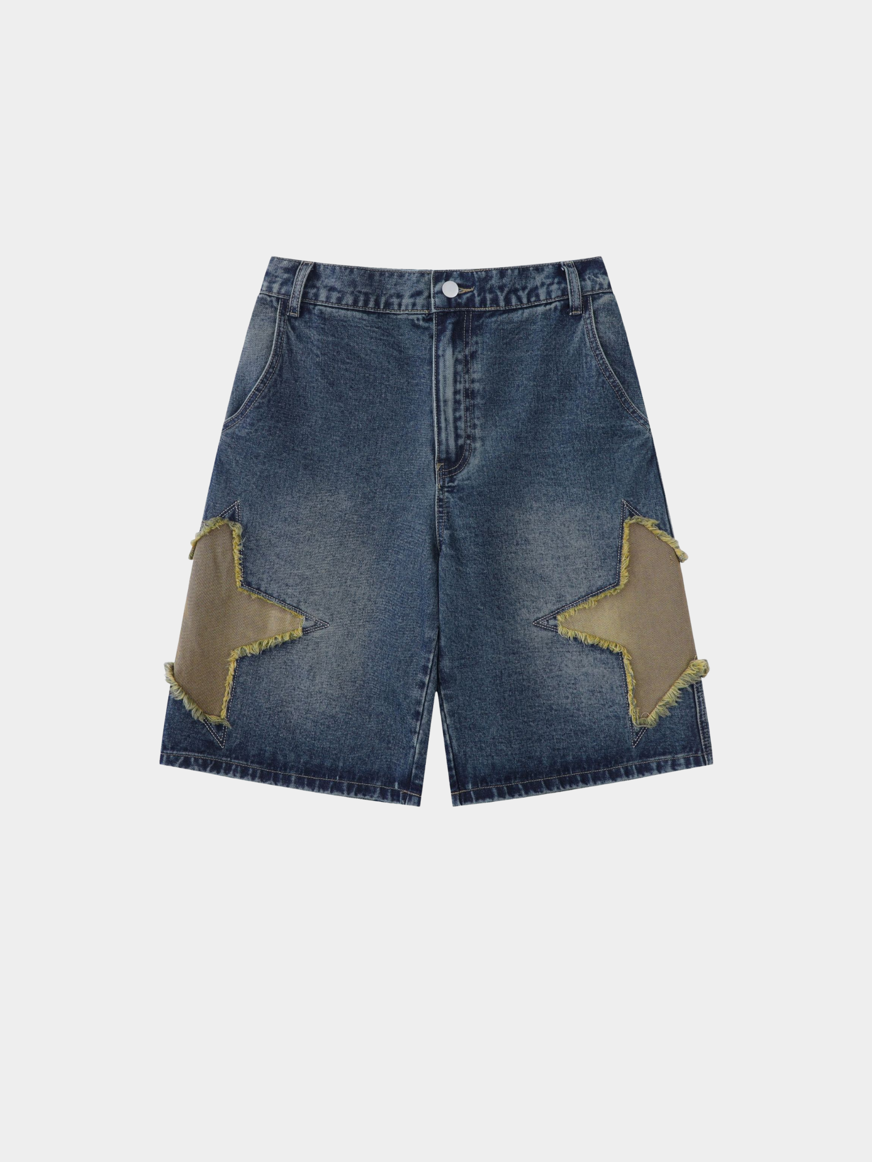 StarStitch - Women's Star Embroidered Denim Bermuda Shorts