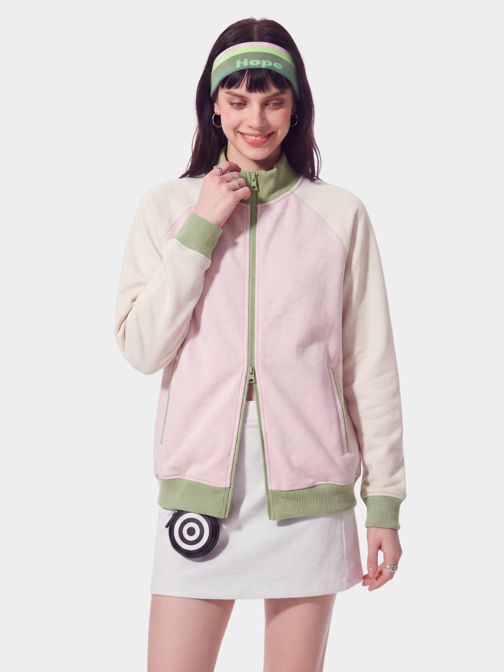 EdgeDrift - Unisex Color-Block Raglan Stand Collar Zip Jacket