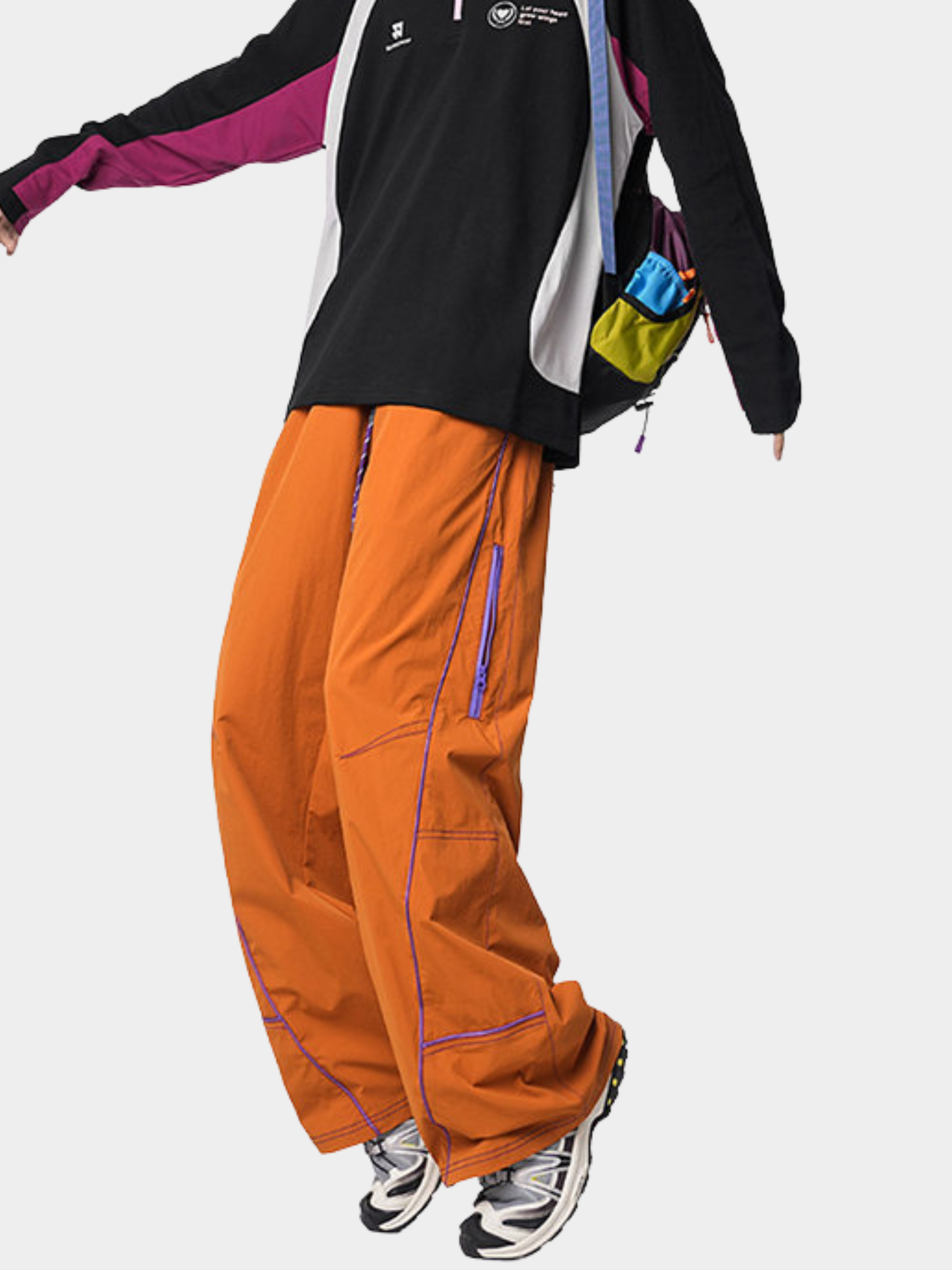 FoxView - Unisex Three-Proof Colorblock Striped Curved-Cut Pants