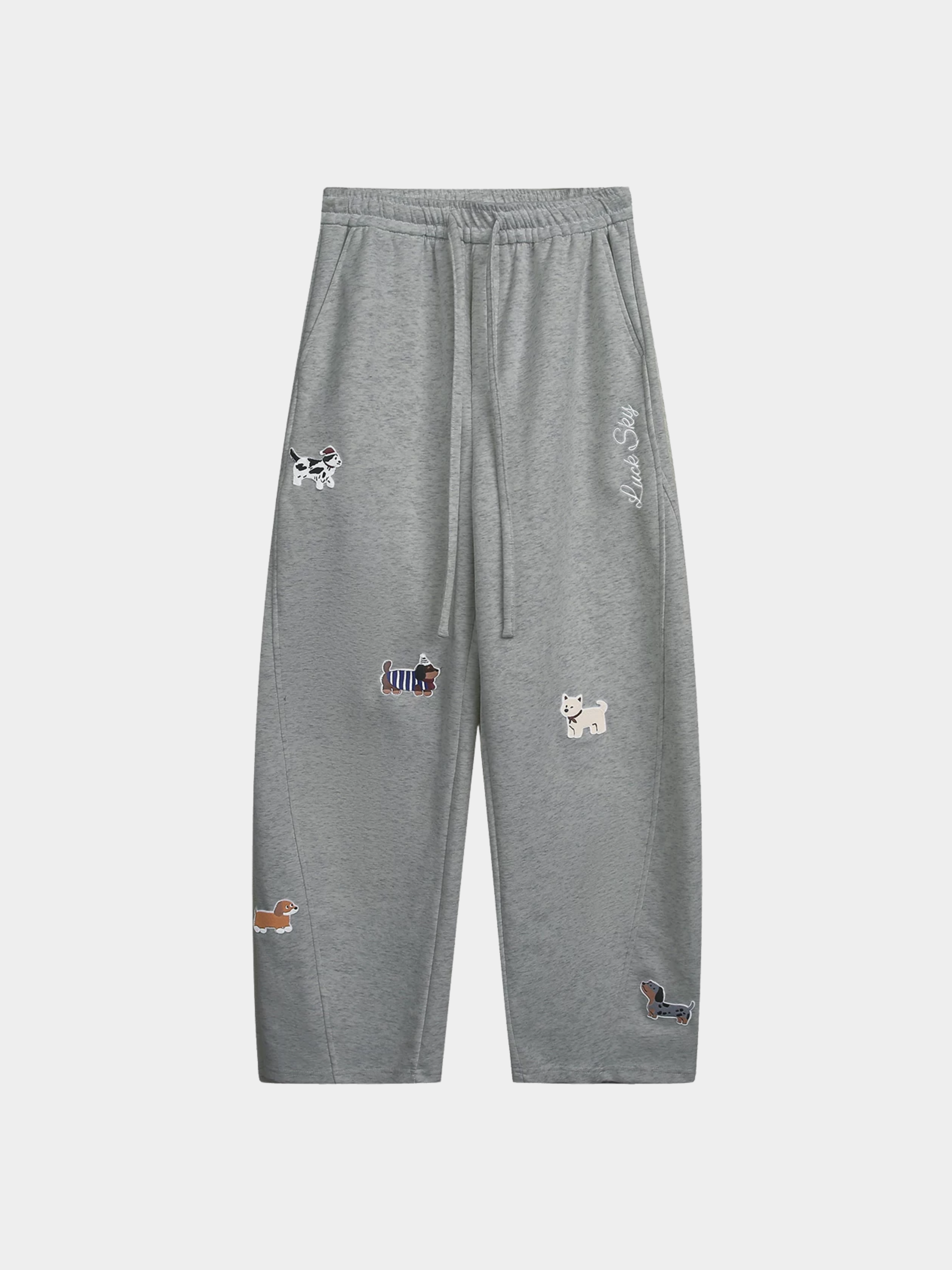 FrostView - Women's Dachshund Patch Embroidery Straight Leg Pants