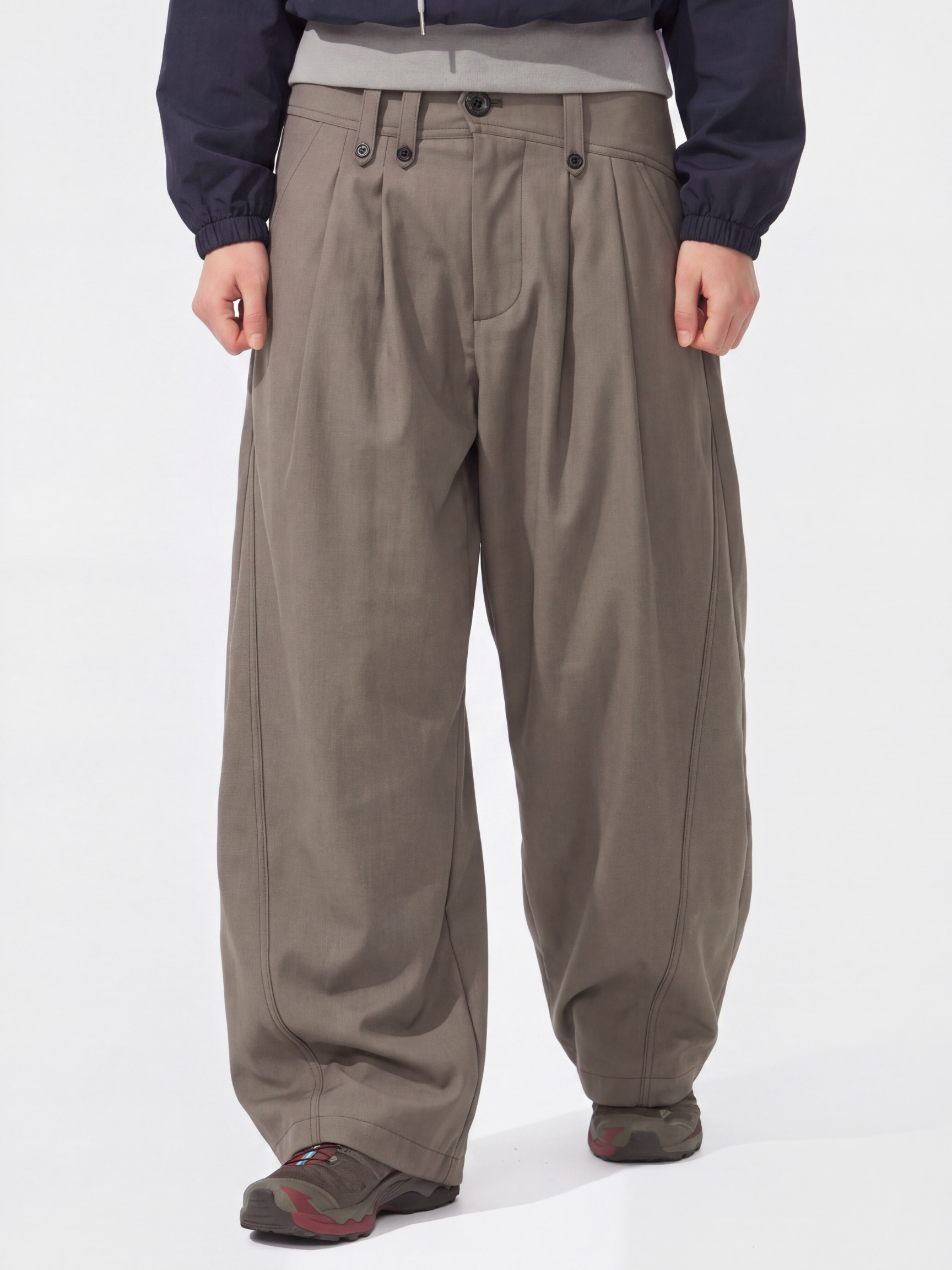 PleatCreek - Pleated Relaxed Draped Curved-Leg Pants