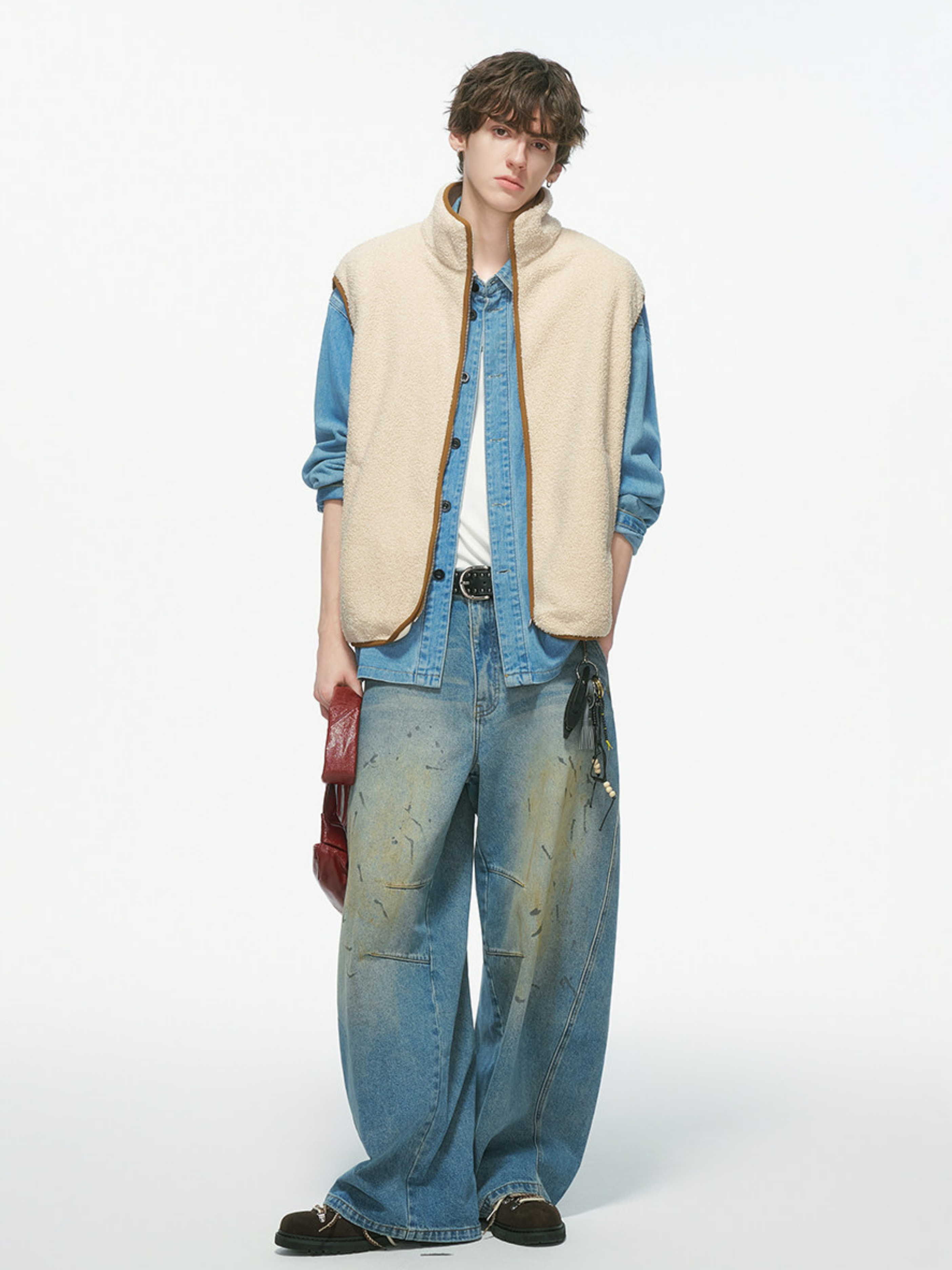 Ashveil - Men's Color-Block Shearling-Lined Vest