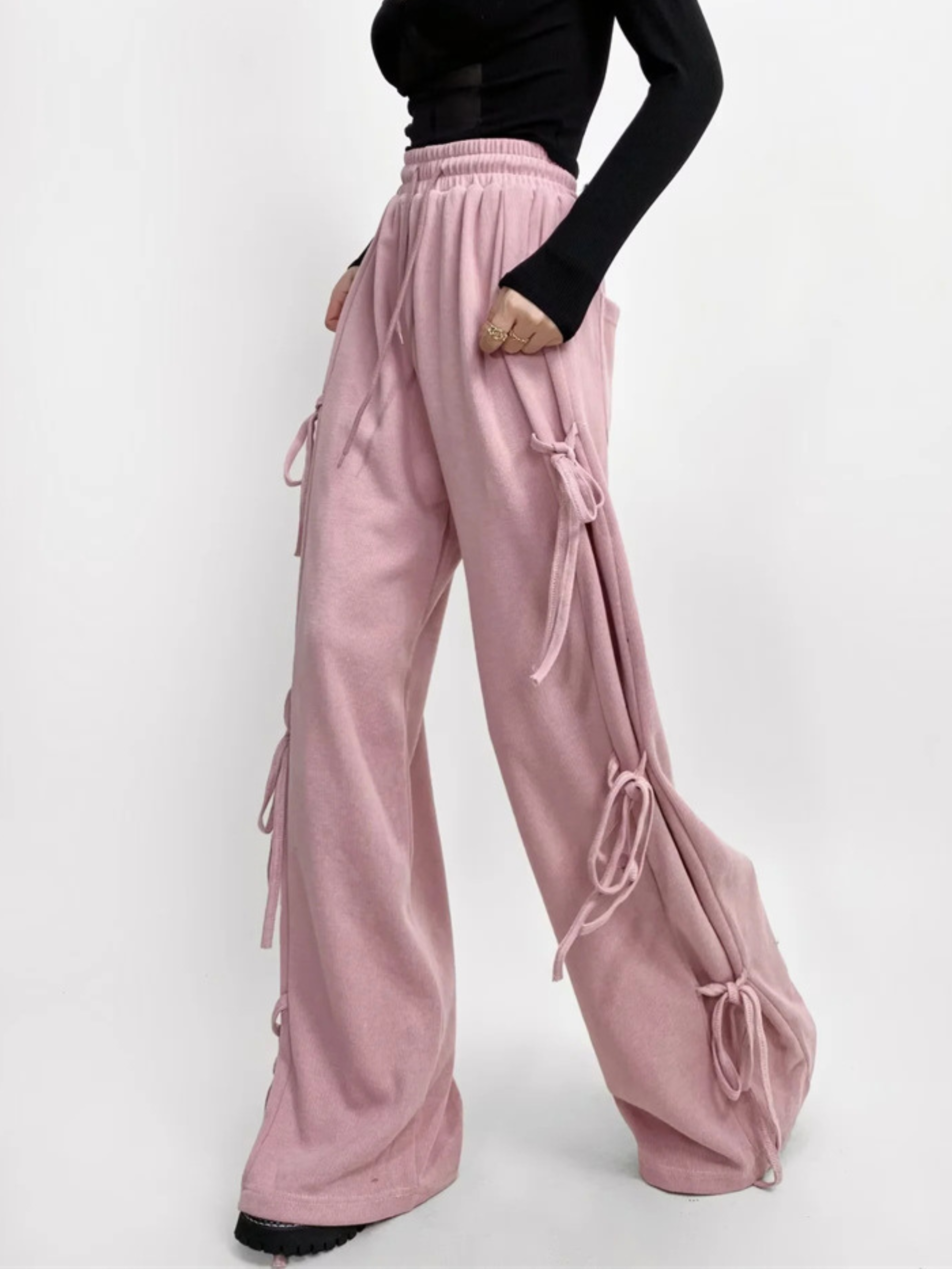 ThornPort - Women's Elastic Waist Butterfly Bow Loose Pants