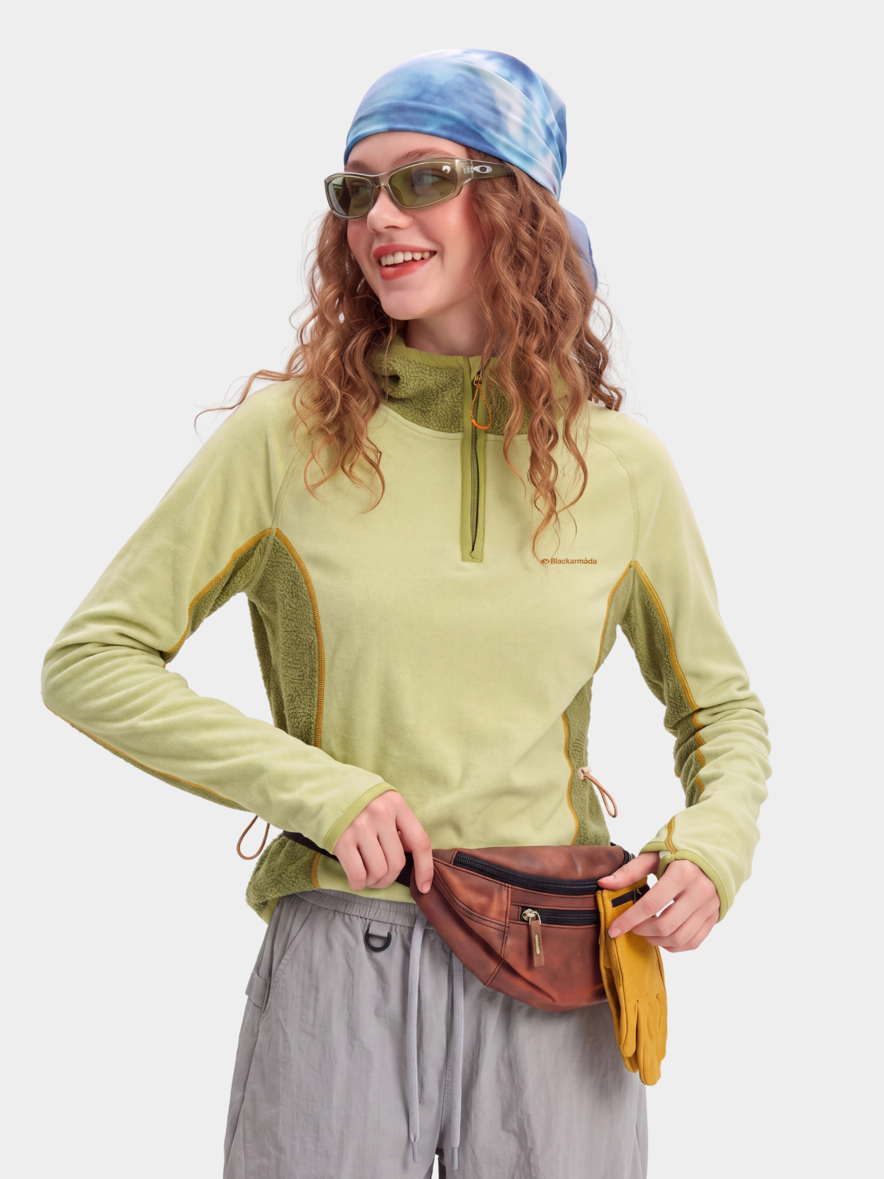 FadeSplit - Women's Fleece-Lined Utility Half-Zip Long-Sleeve Top