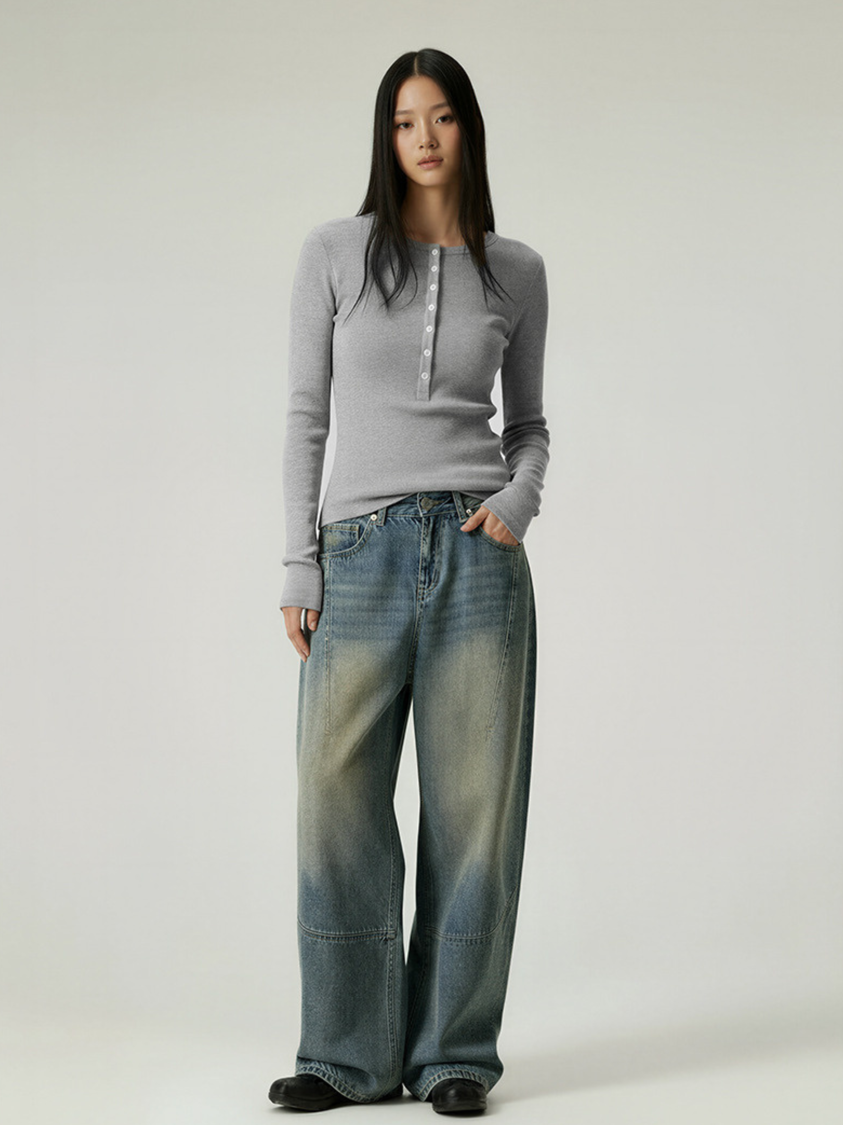 Echo - Women's TENCEL™ Henley Neck Slim-Fit Long Sleeve Tee