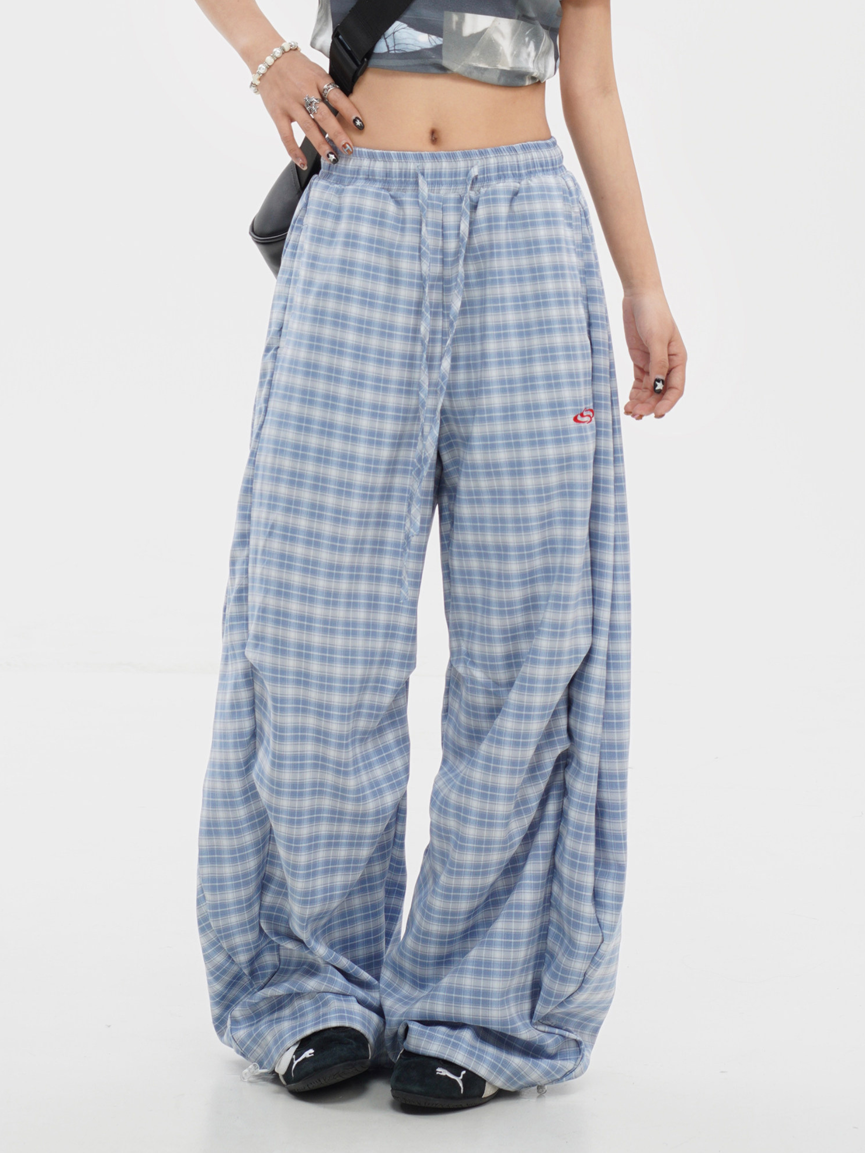 FlexMove - Women's Plaid Straight-Leg Wide-Leg Pants