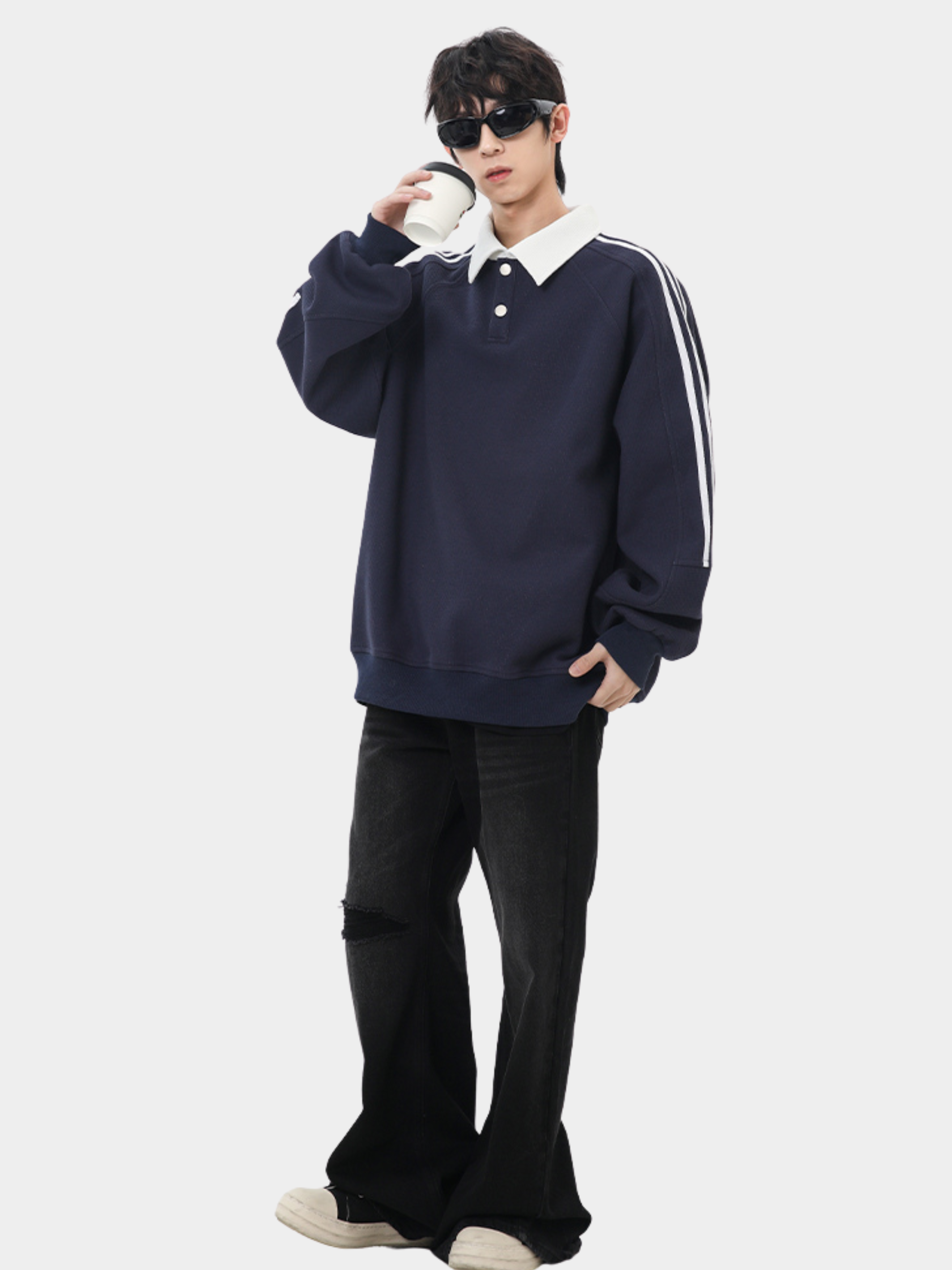 DryFlask - Men's Polo Collar Pullover Sweatshirt