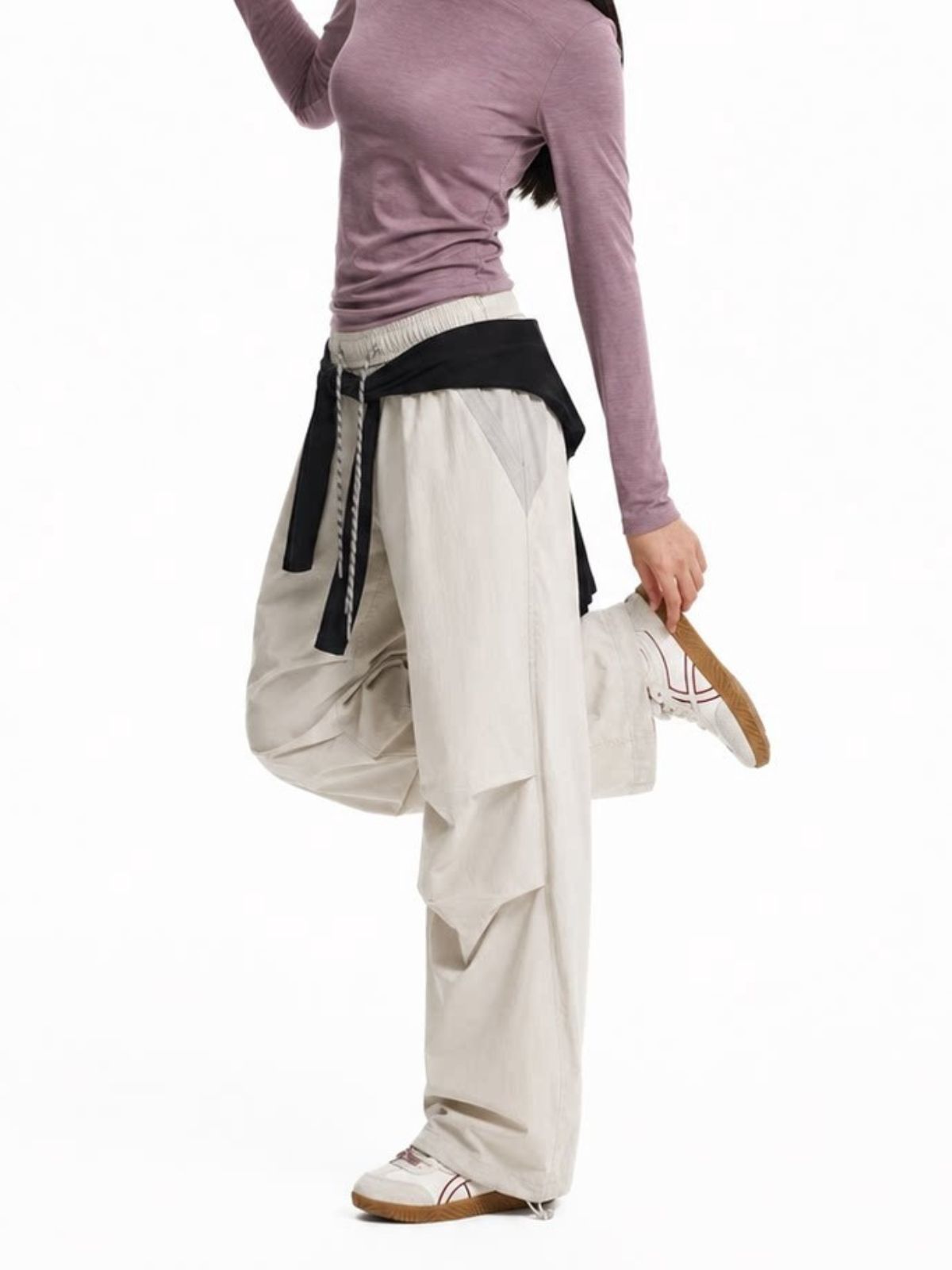 Crestwalk - Women's Geometric Cutline Pleated Paratrooper Pants