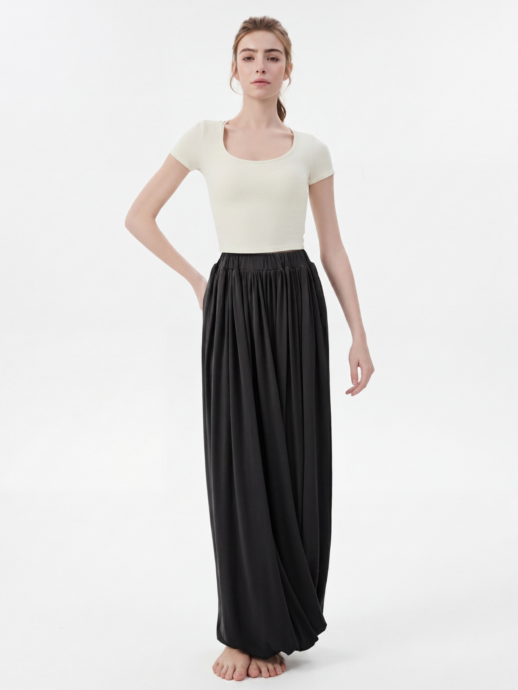 FirstLight - Women's Twist-Knot Slimming Midi Skirt